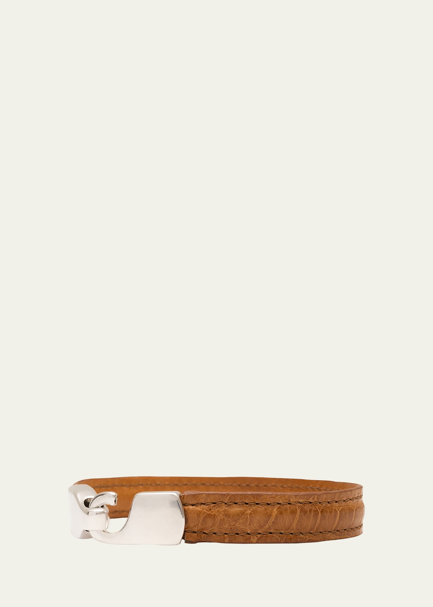 Abas Men's Matte Alligator Leather Bracelet