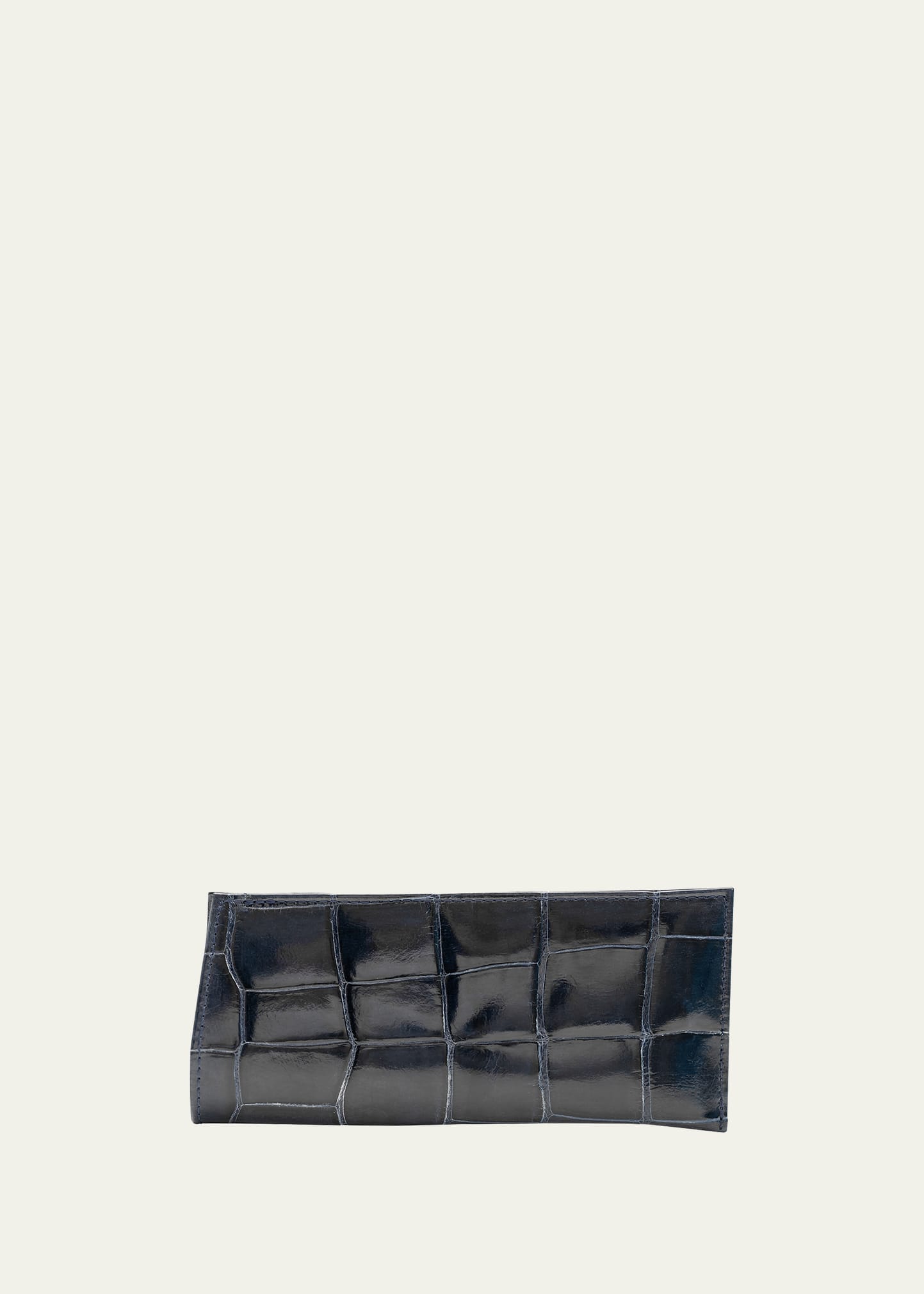 Abas Men's Glazed Alligator Leather Eyewear Case In Deep Navy
