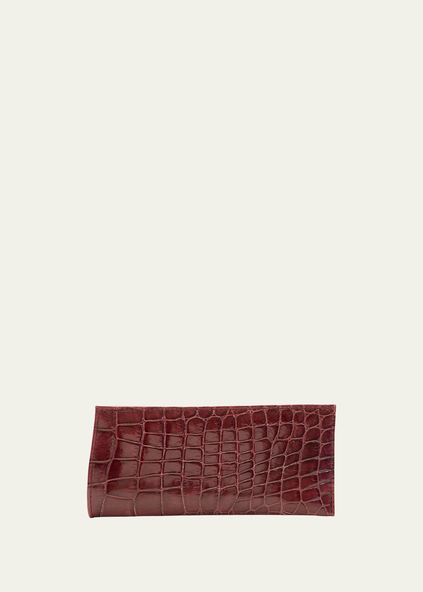 Abas Men's Glazed Alligator Leather Eyewear Case In Bordeaux
