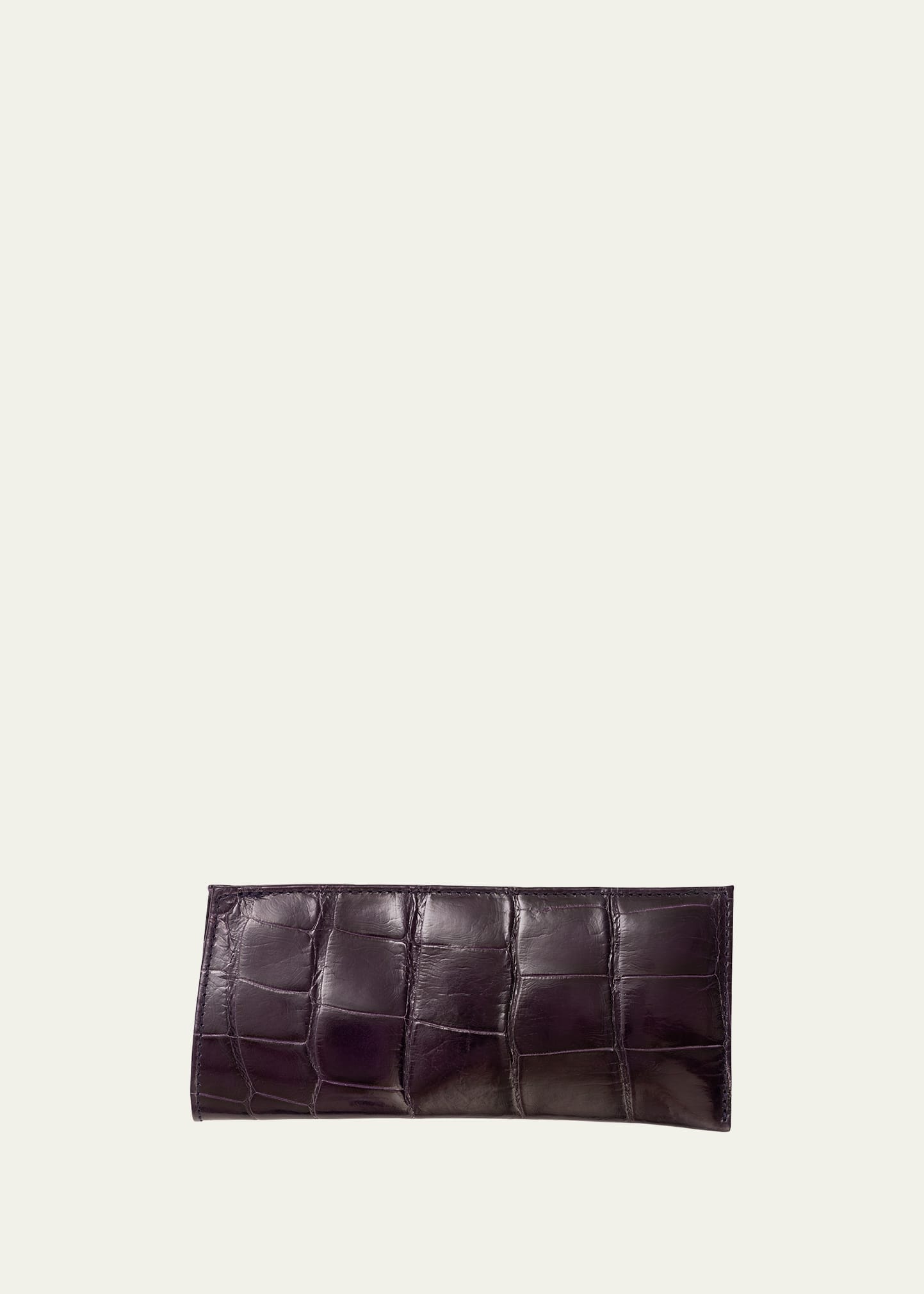 Abas Men's Glazed Alligator Leather Eyewear Case In Plum