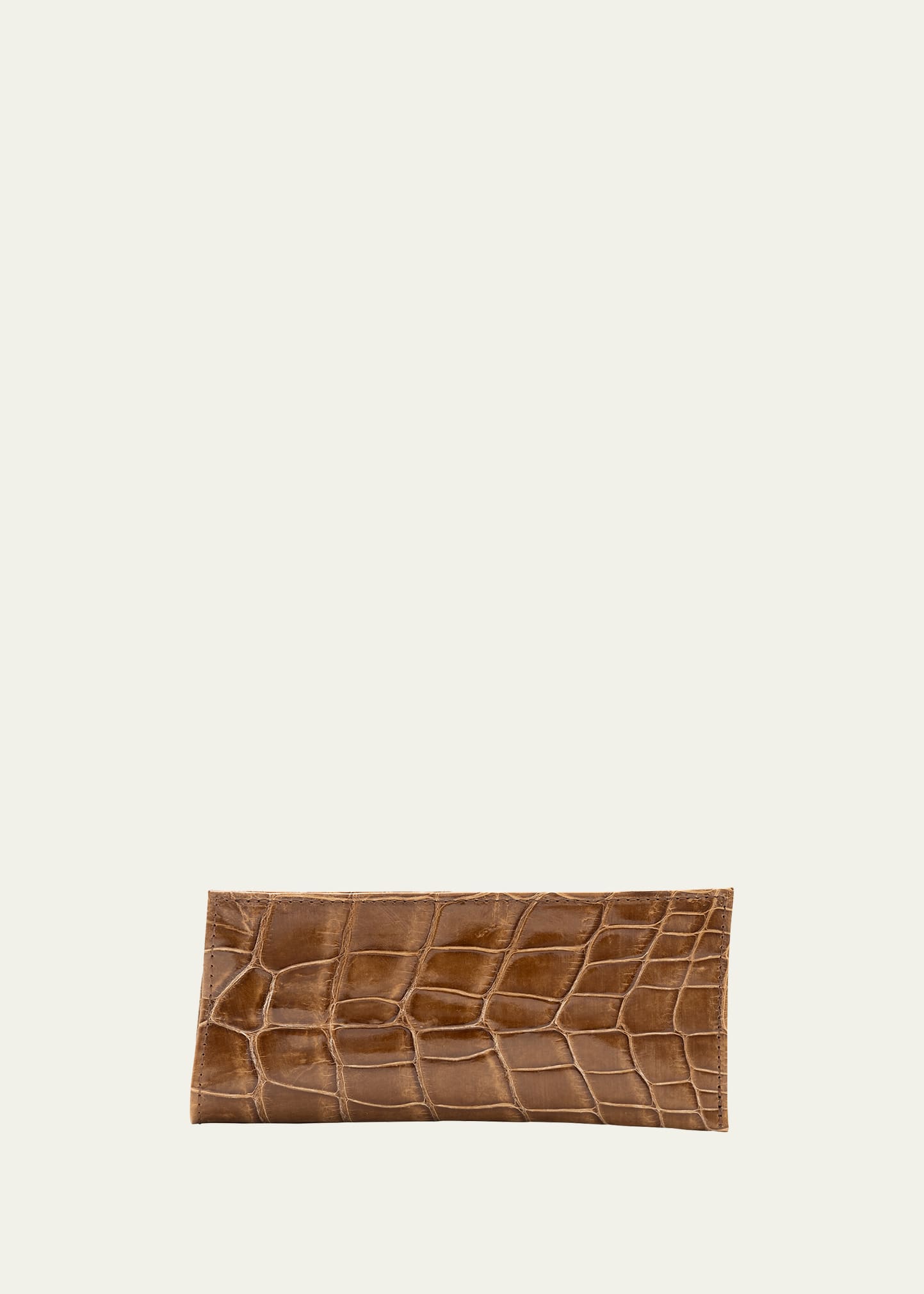 Abas Men's Glazed Alligator Leather Eyewear Case In Cognac