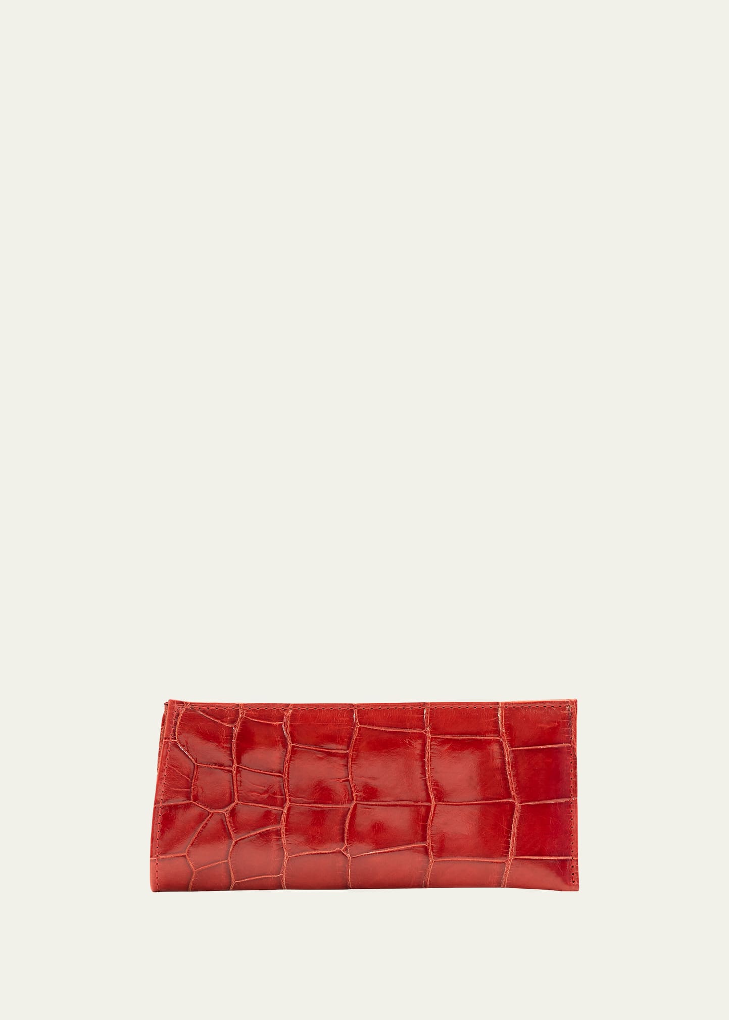 Abas Men's Glazed Alligator Leather Eyewear Case In Brilliant Red