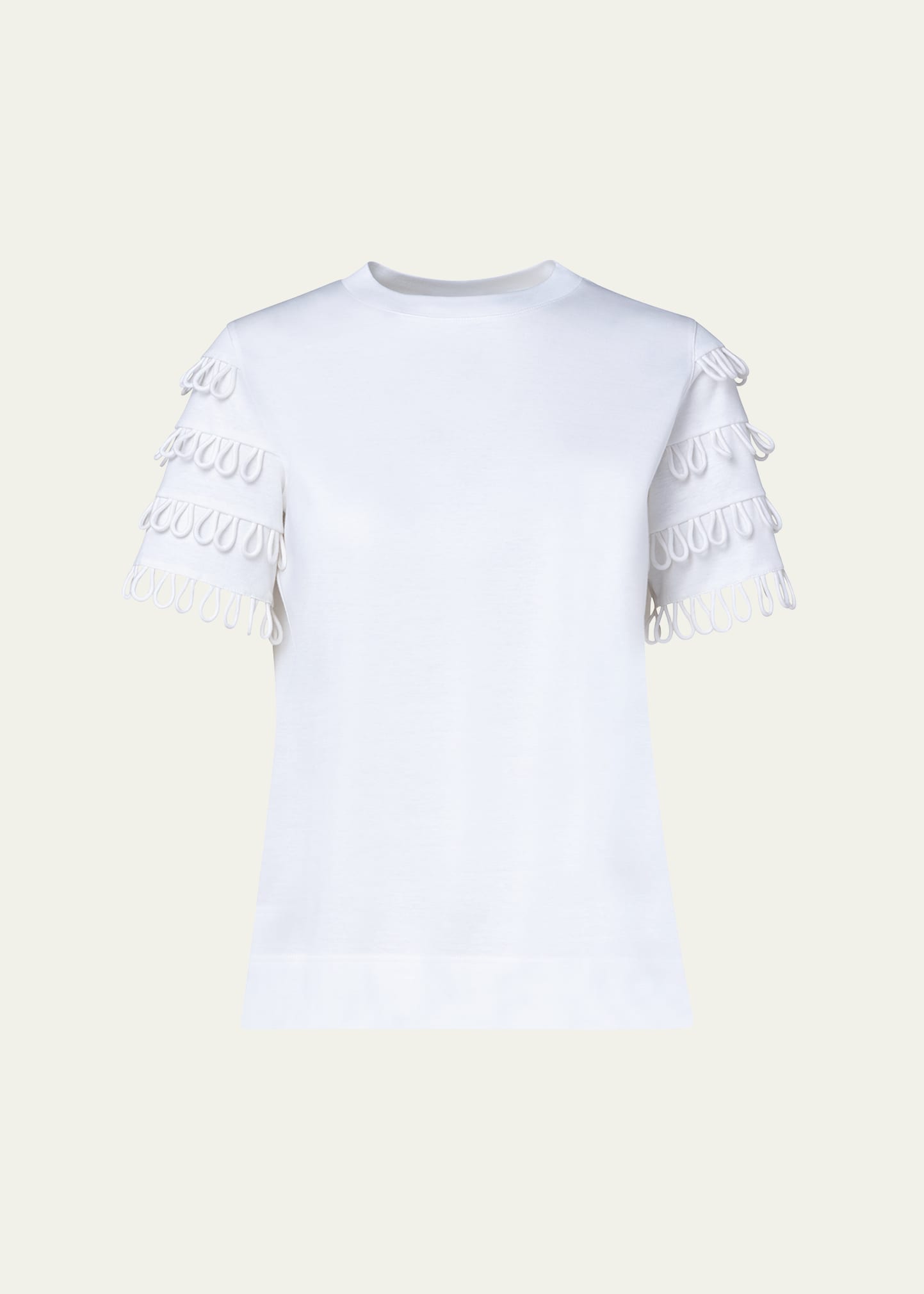 Akris Punto Cotton T-shirt W/ Intarsia Loop Detail In Cream