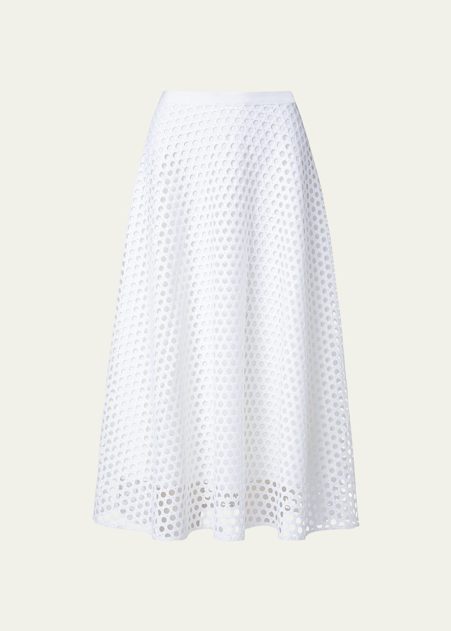 Akris Punto Dotted Mesh Guipure Midi Skirt In Cream