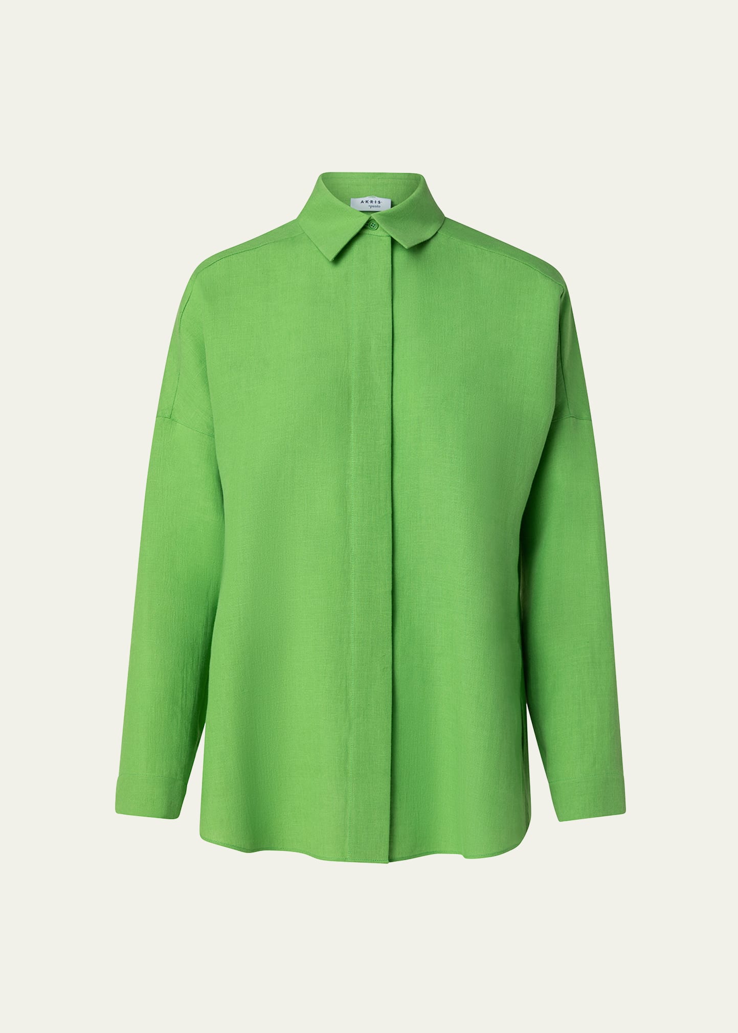 Akris Punto Linen Button-front Blouse In Green