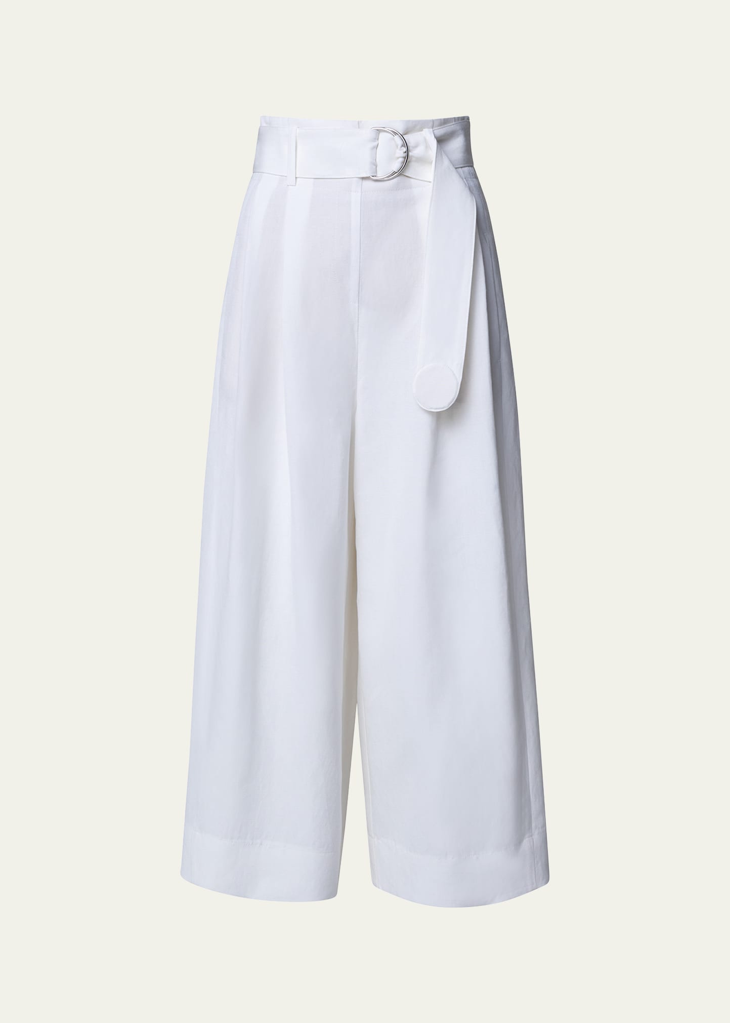 Fiorella Pleated Belted Linen Culotte Pants