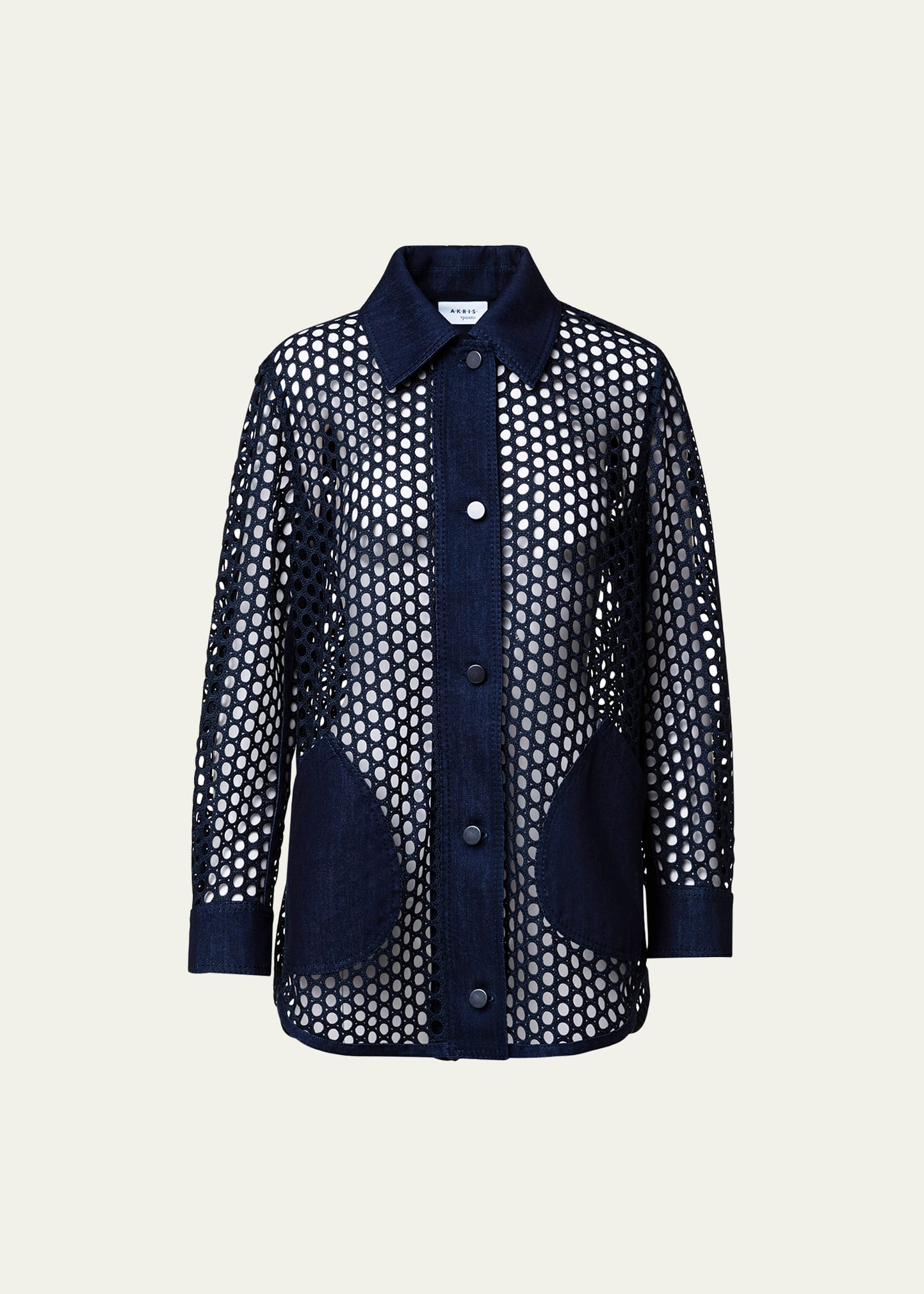 Mixed Media Dotted Mesh Guipure Jacket