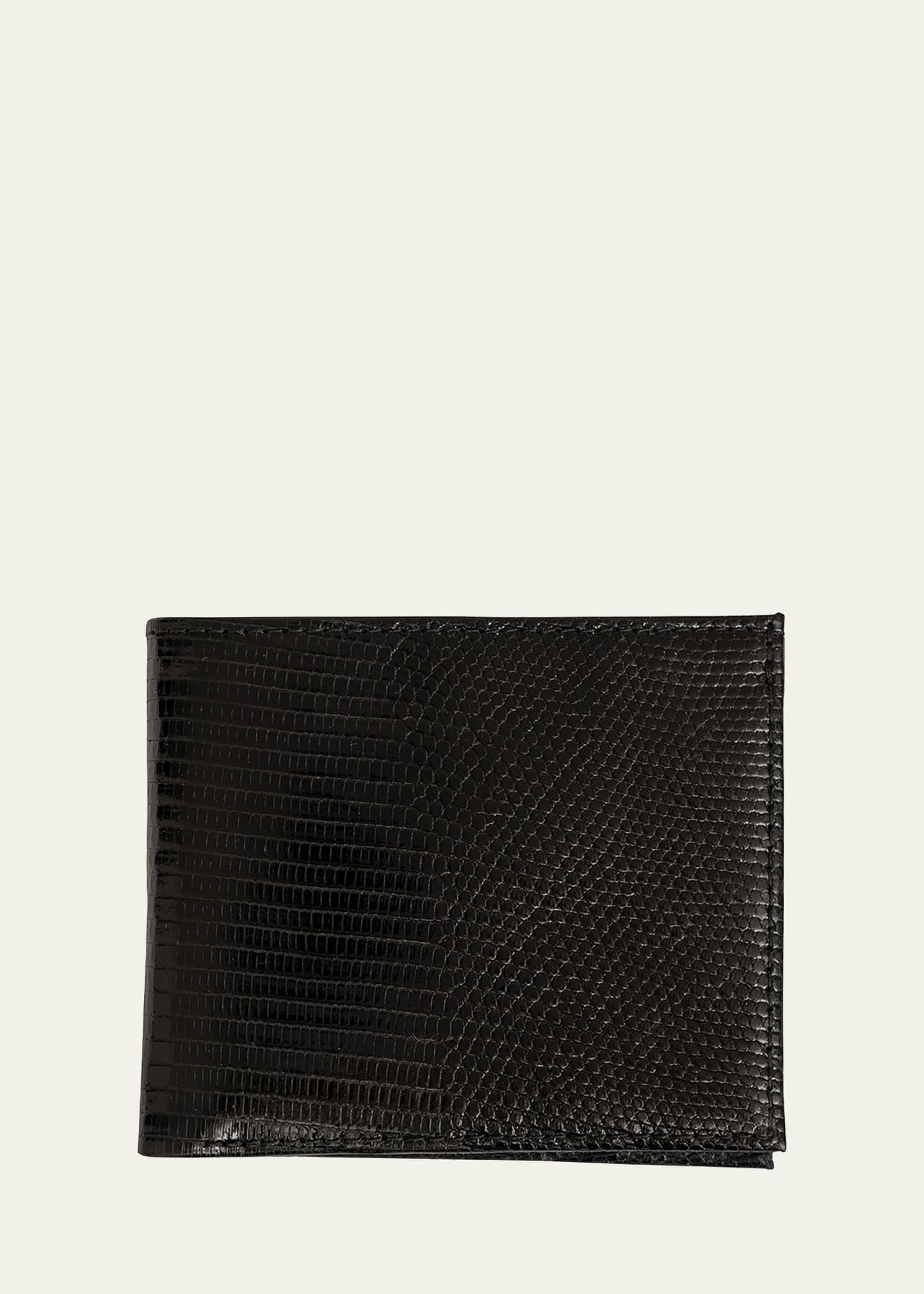 Shop Abas Men's Lizard Leather Bifold Wallet In Black