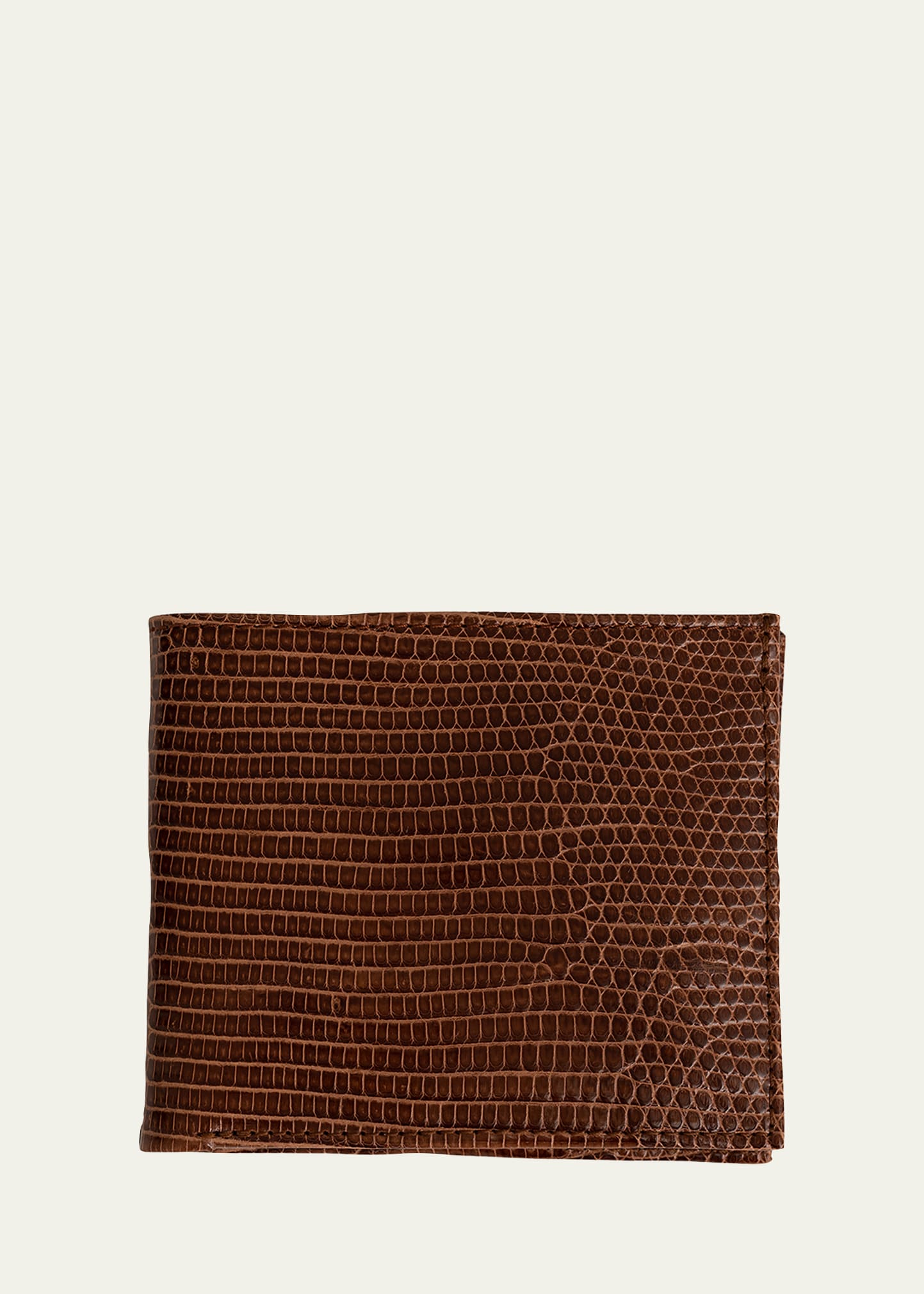 Shop Abas Men's Lizard Leather Bifold Wallet In Cognac