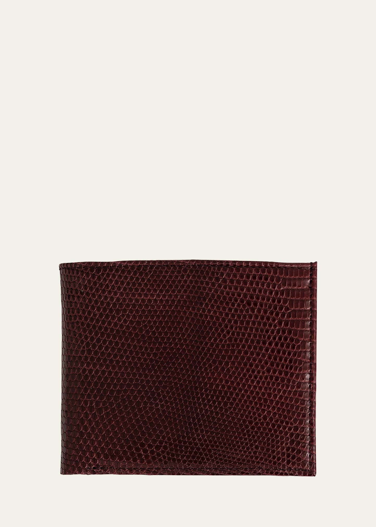 Shop Abas Men's Lizard Leather Bifold Wallet In Bordeaux