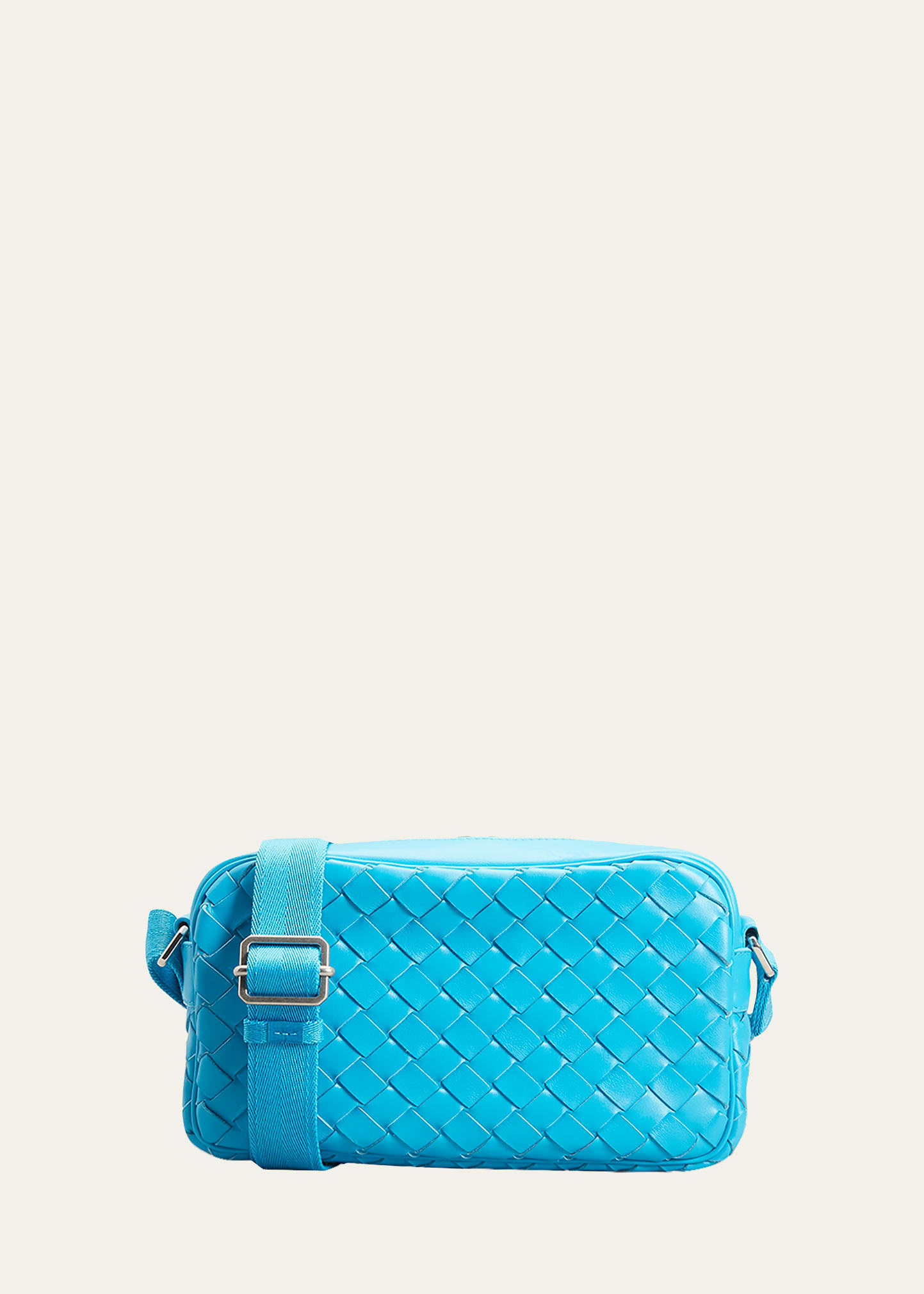 Bottega Veneta Men's Leather Intrecciato Crossbody Camera Bag In Taupesilver