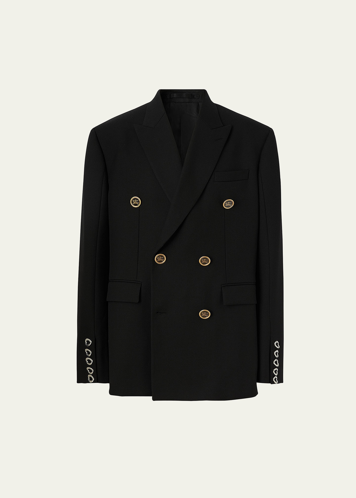 Shop Burberry Men's Double-breasted Ekd Suit Jacket In Black