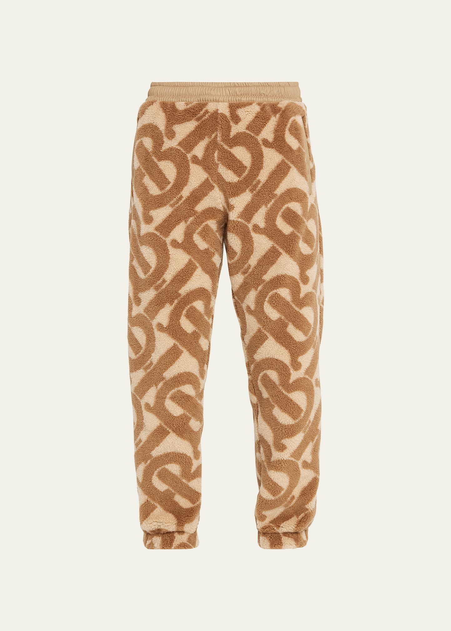 Burberry Tapered Twill-trimmed Logo-print Fleece Sweatpants In Soft Fawn Ip Pttn