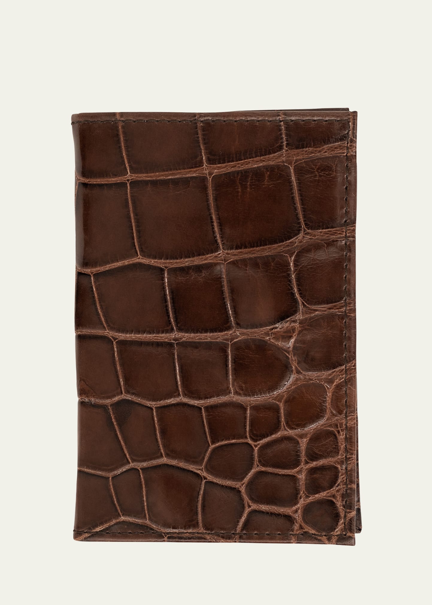 Abas Men's Glazed Alligator Leather Bifold Card Case
