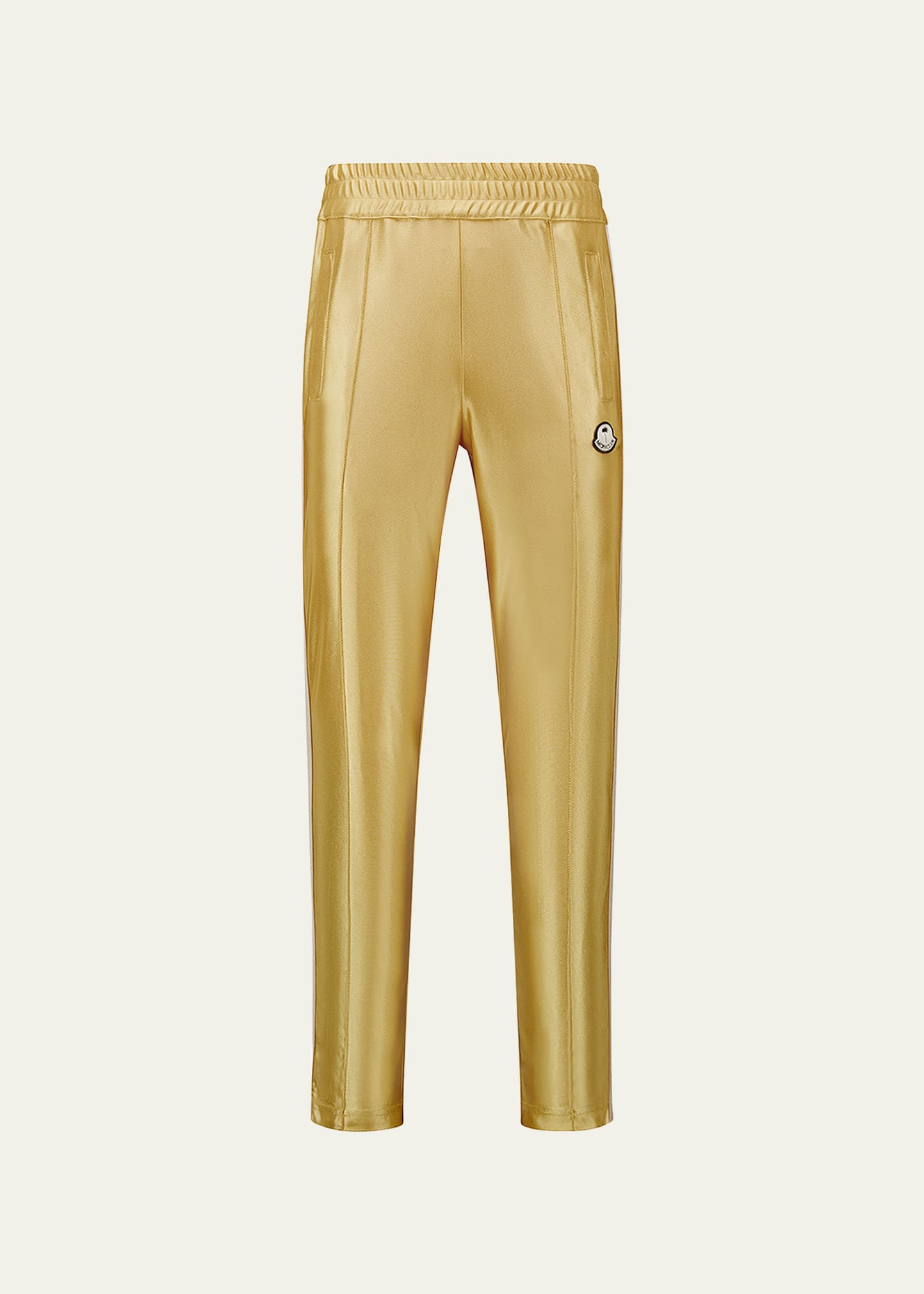 Moncler Genius Golden Yellow Shiny Trackpants With Pintuck Seams In Dark Yellow