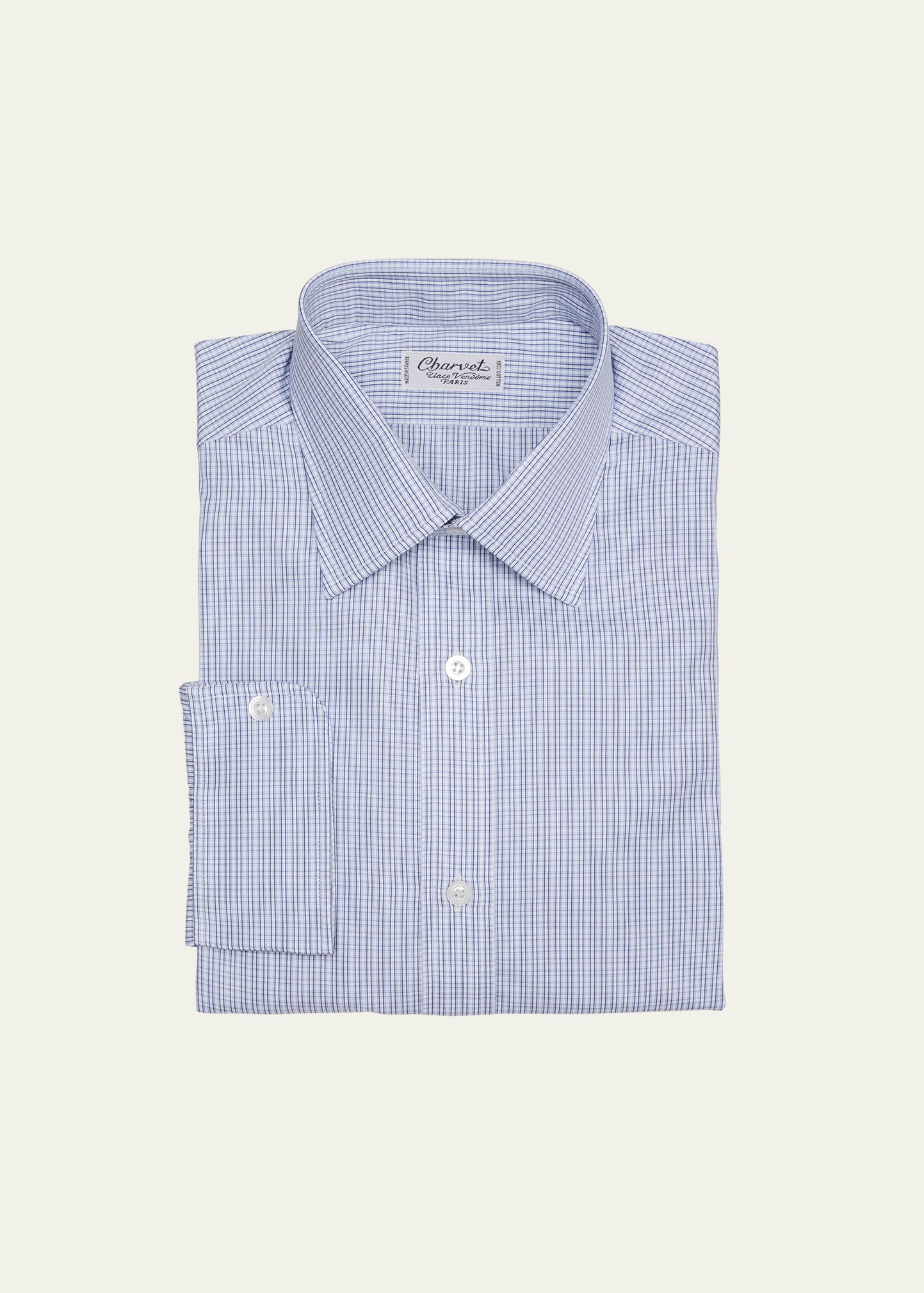 Charvet Men's Micro-check Cotton Dress Shirt In Medium Blue