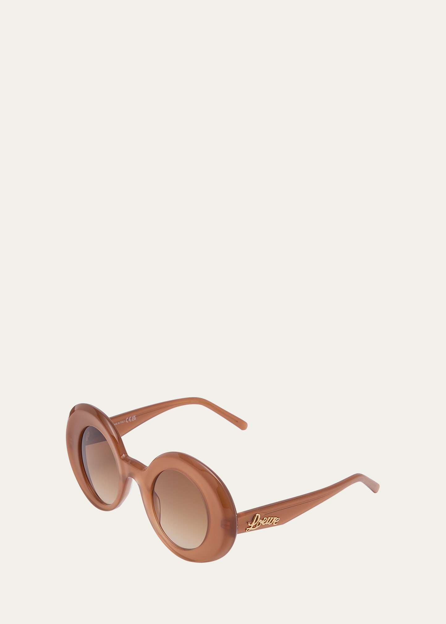 Loewe Gradient Logo Round Acetate Sunglasses In Shiny Light Brown