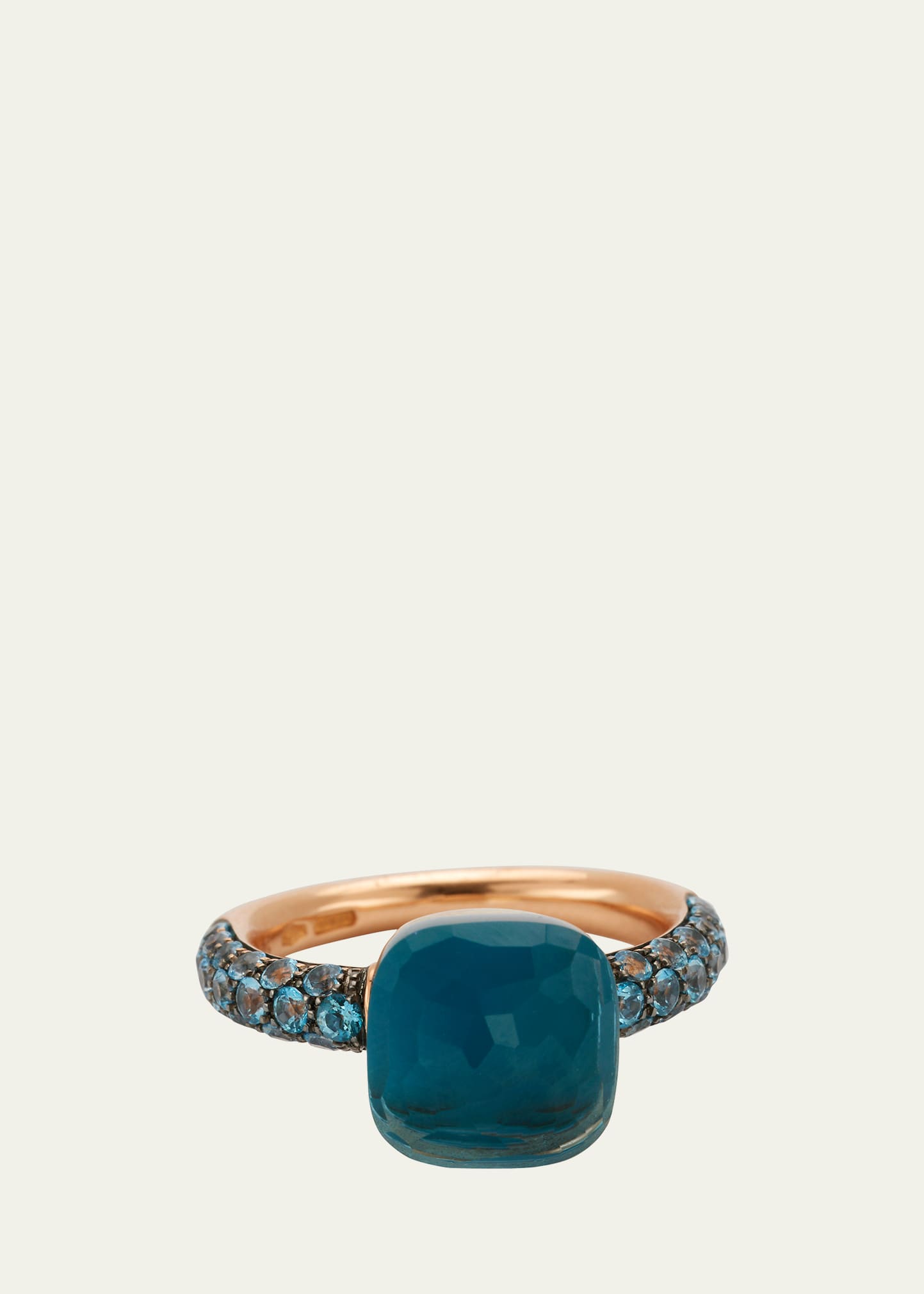 POMELLATO NUDO CLASSIC 18K RING WITH TURQUOISE AND TOPAZ