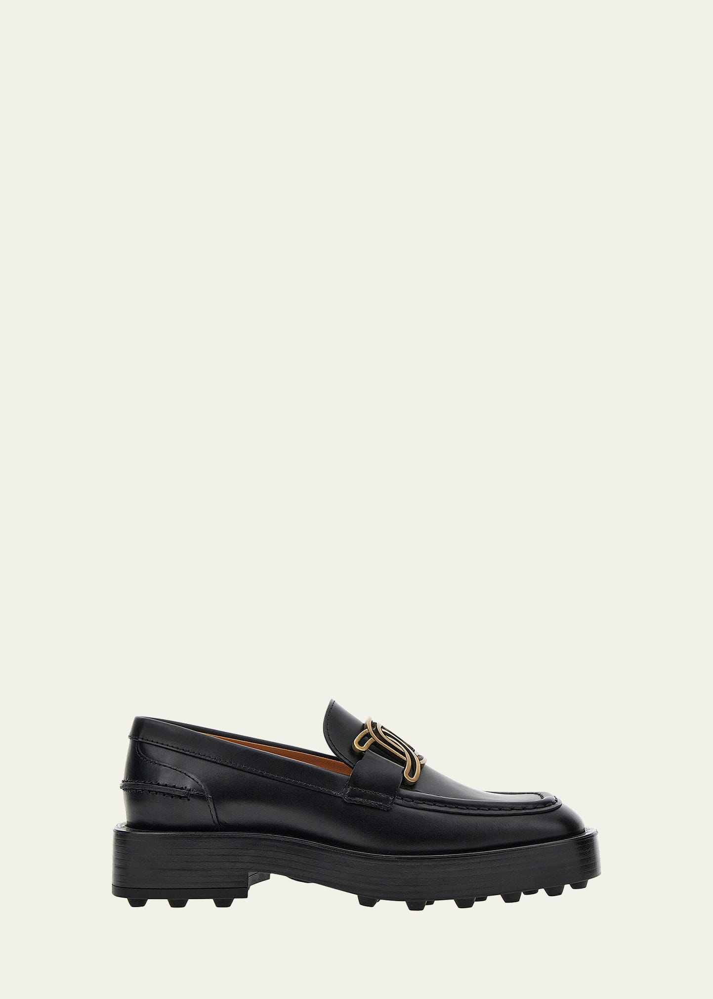 Gomma Chain Leather Loafers
