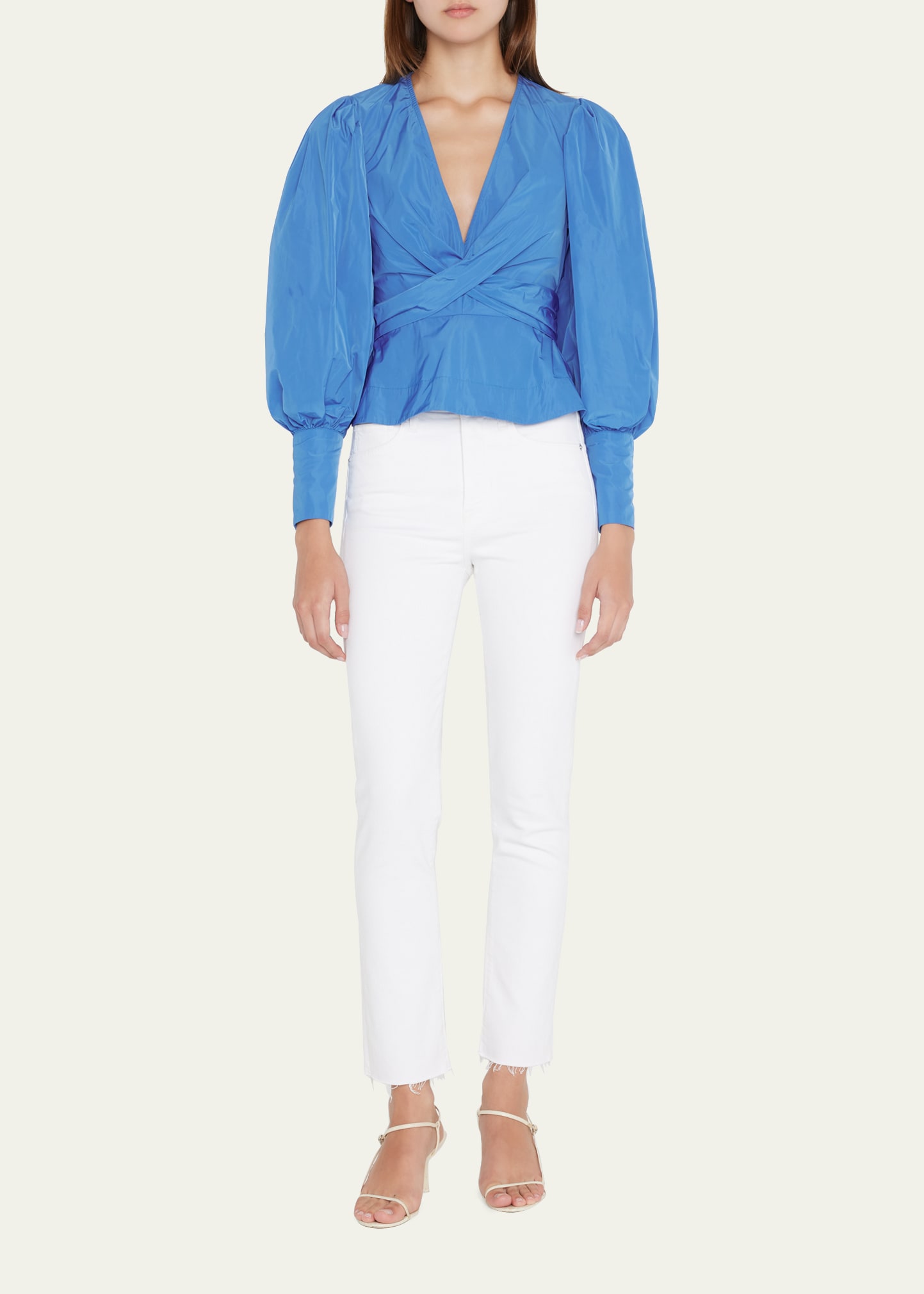 Veronica Beard Seema Long Sleeve Crisscross Blouse In Bluebell