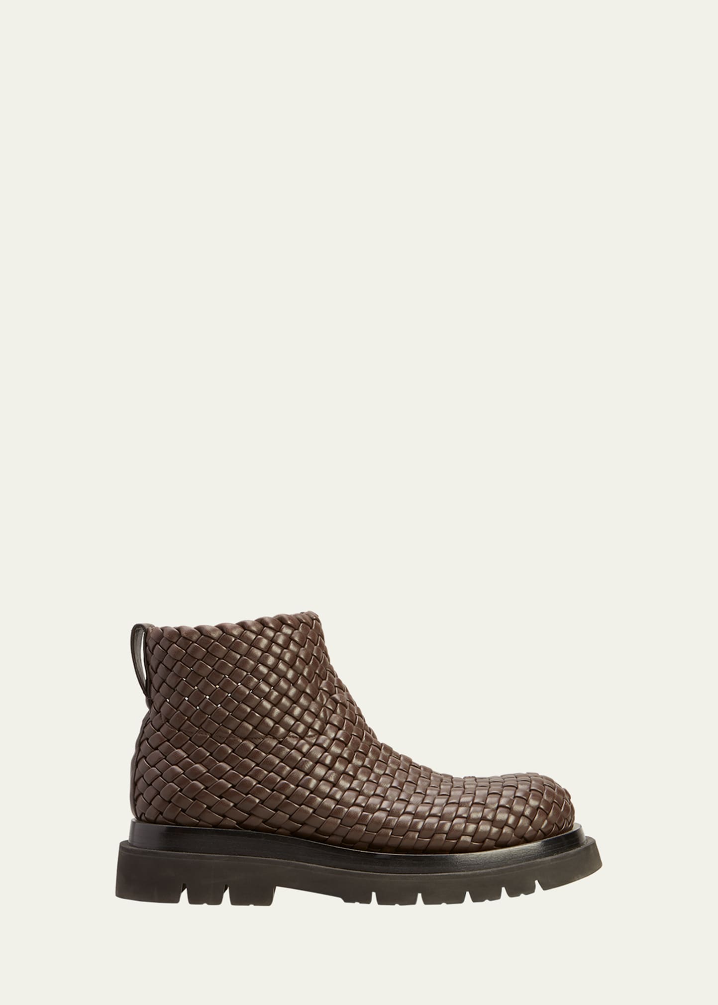 Bottega Veneta Men's Lug-Sole Woven Leather Ankle Boots
