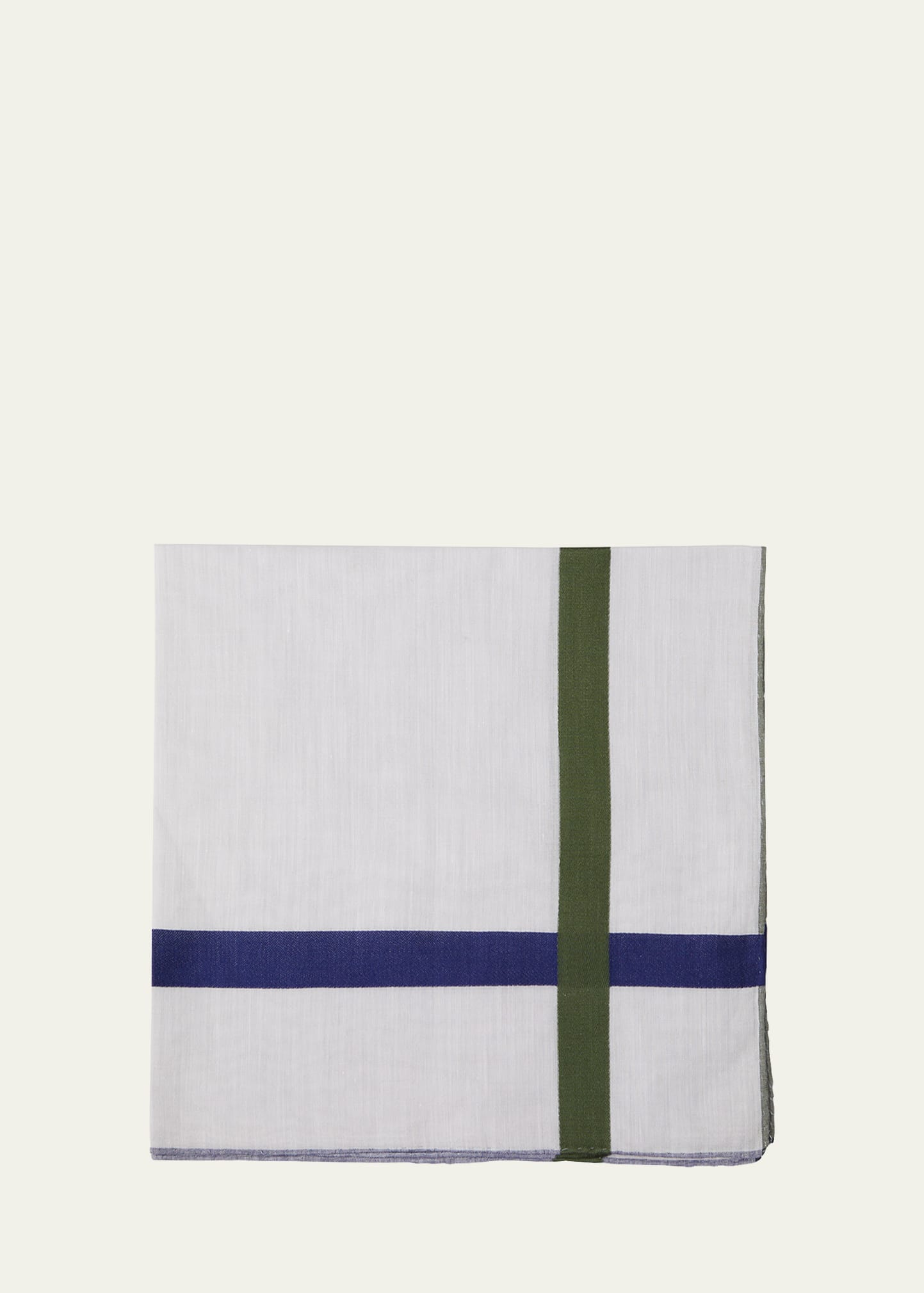 Simonnot Godard Men's Bicolor Stripe Handkerchief In Navygreen
