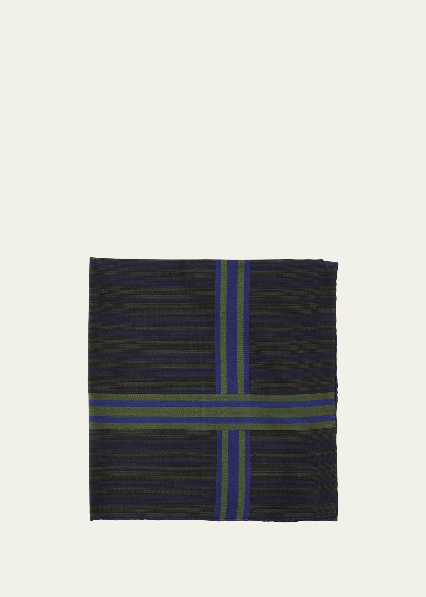 Simonnot Godard Men's Mixed Stripe Handkerchief In Navygreen