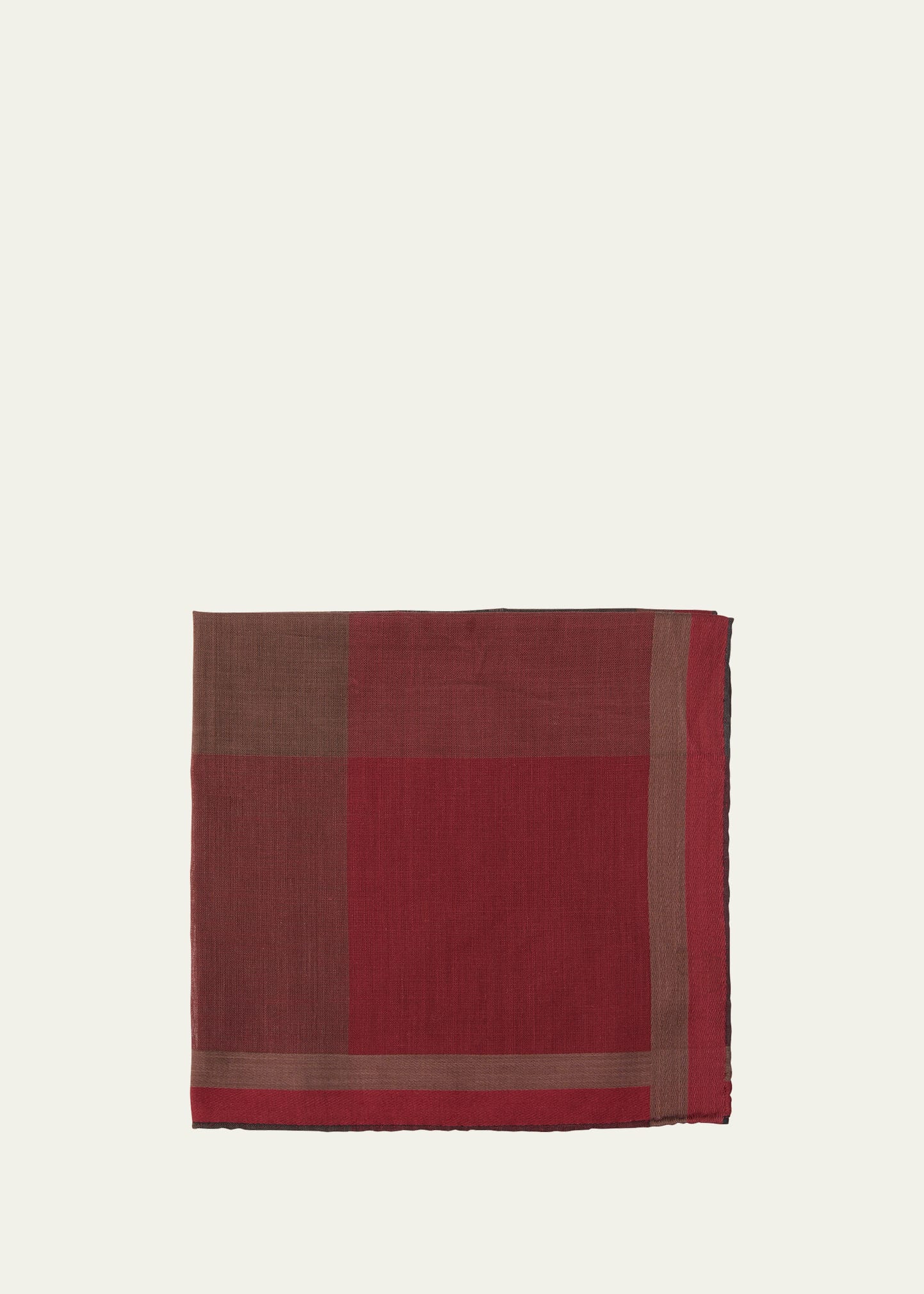 Simonnot Godard Men's Bicolor Tartan Check Handkerchief In Burgundy Brown