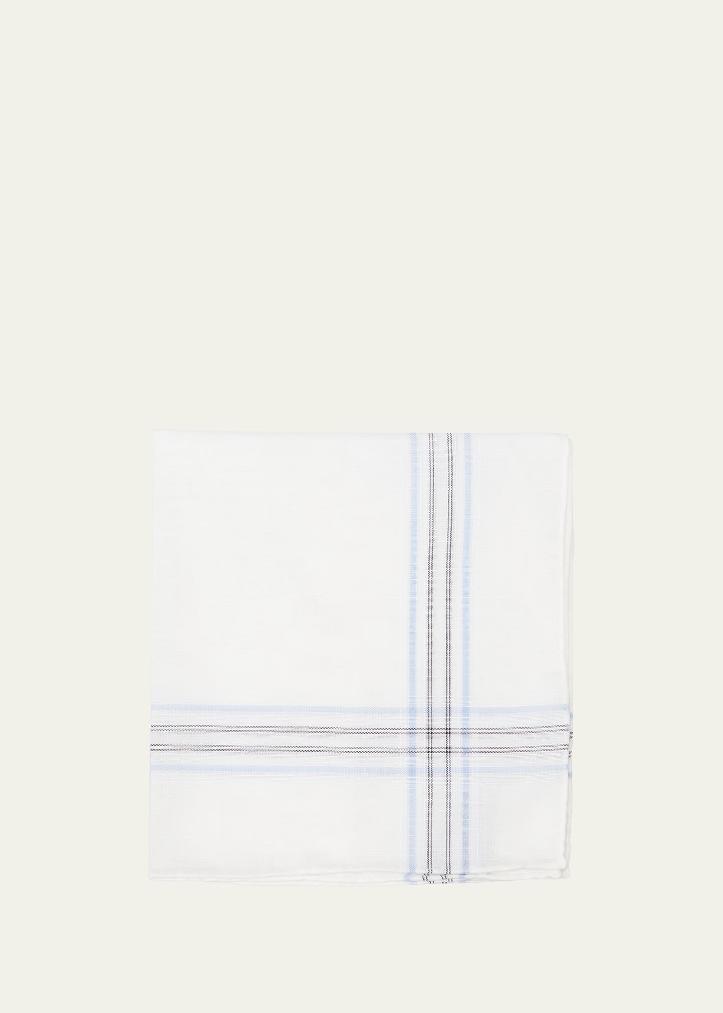 Simonnot Godard Men's Plaid Stripe Handkerchief In White