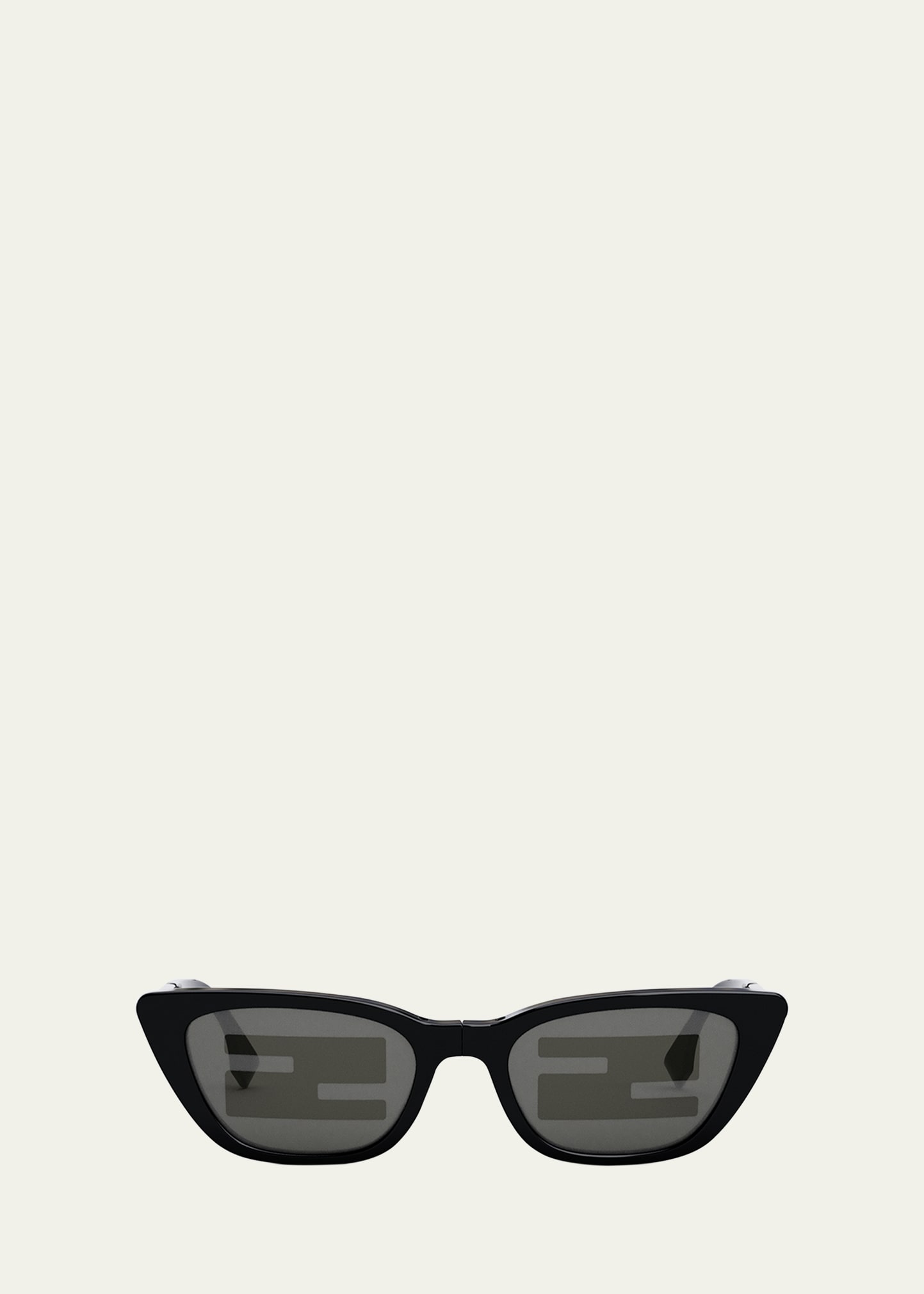 Fendi Baguette Mirrored Folding Nylon Cat-eye Sunglasses In Shiny Black