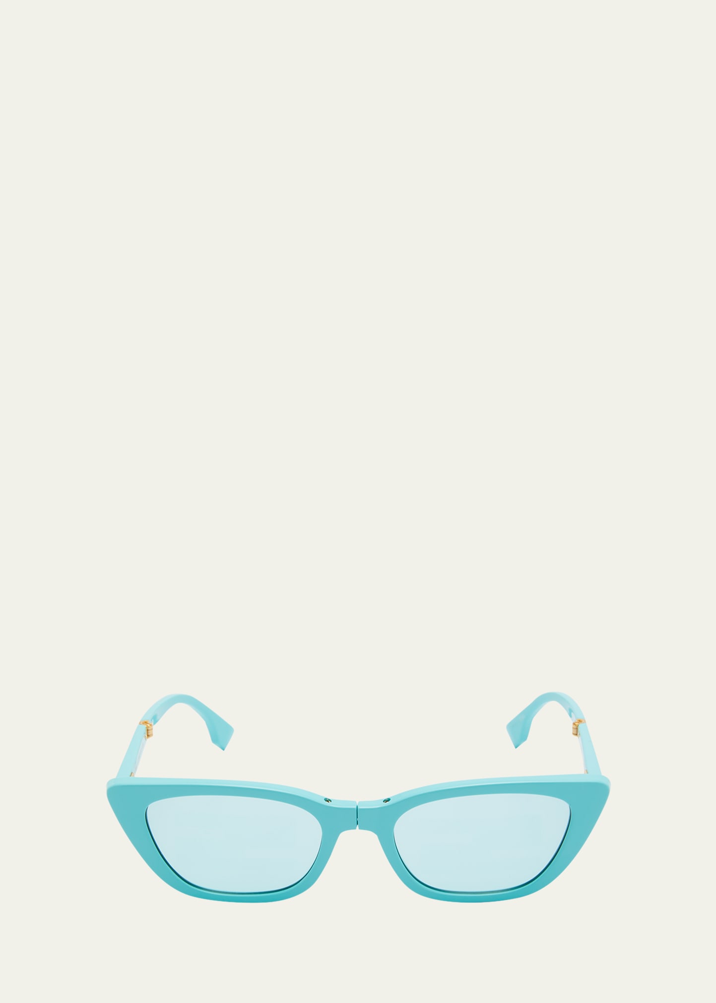 Fendi Baguette Mirrored Folding Nylon Cat-eye Sunglasses In Blue/blue