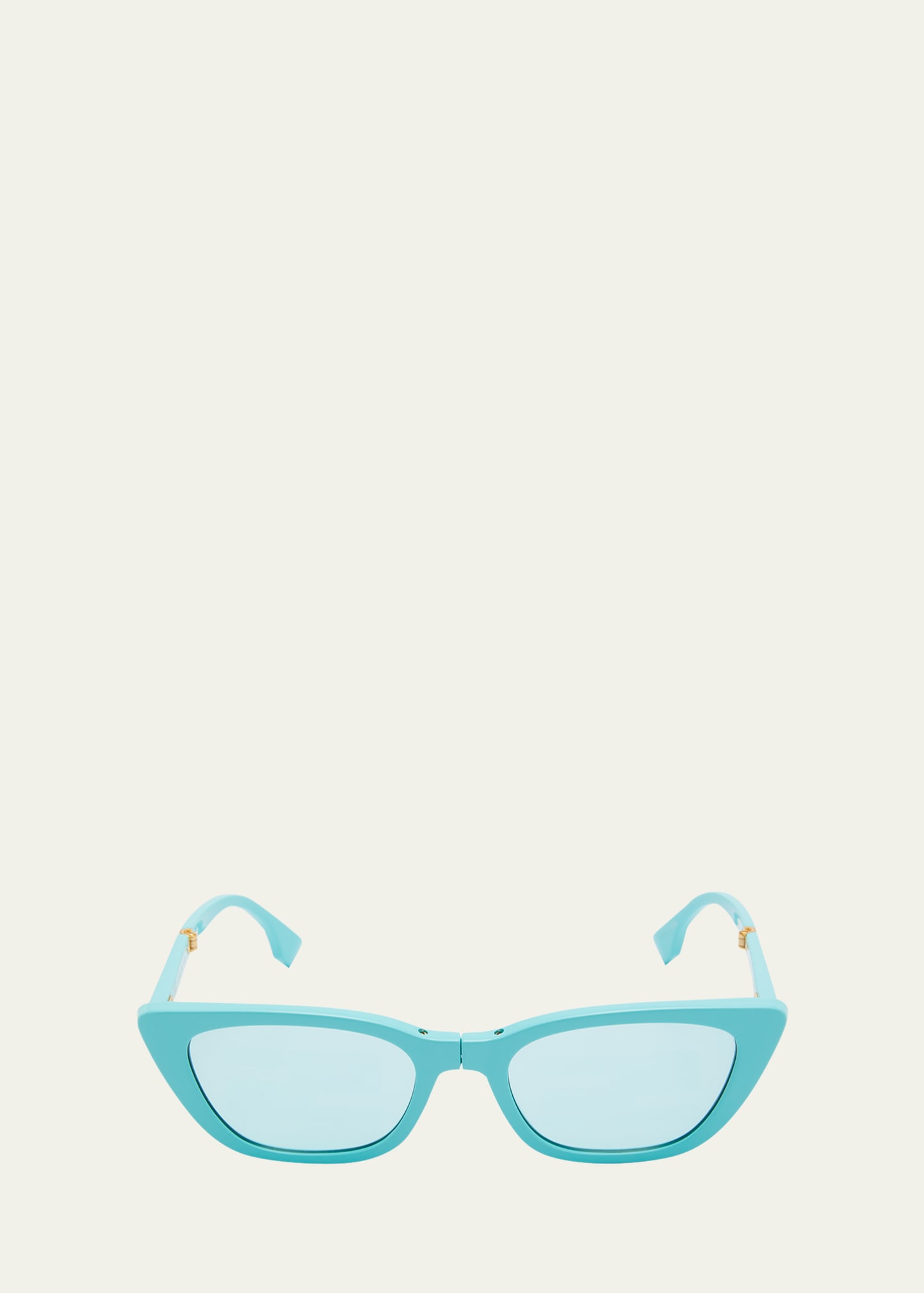 Fendi Baguette Mirrored Folding Nylon Cat-eye Sunglasses In Shiny Blue Blu Mi
