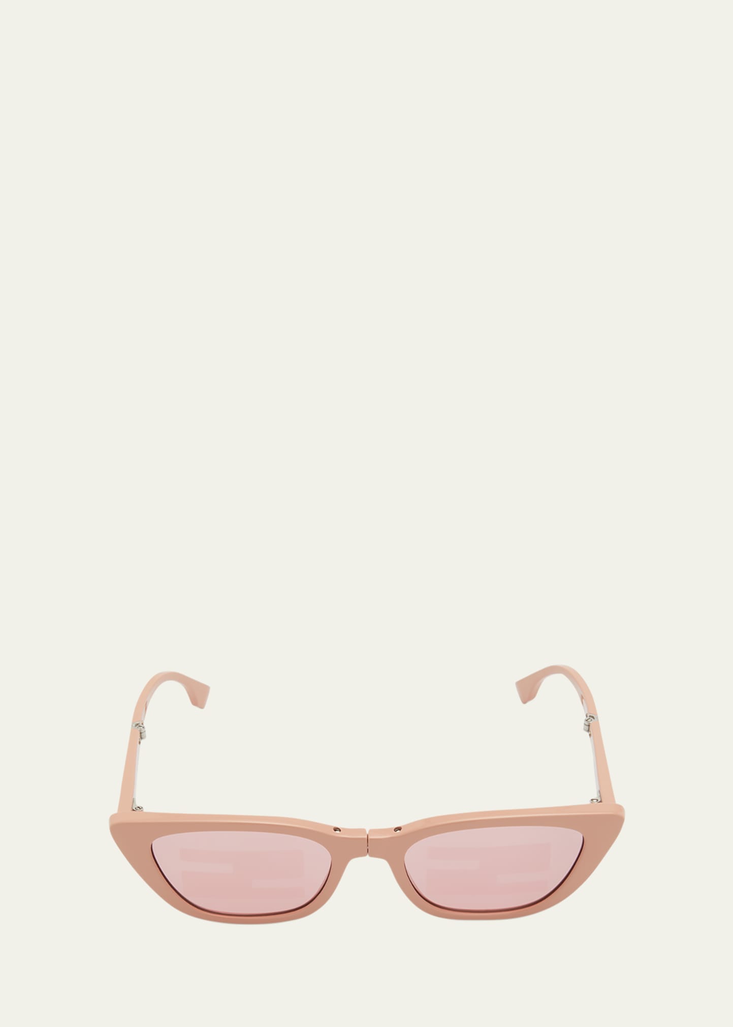 Shop Fendi Baguette Mirrored Folding Nylon Cat-eye Sunglasses In Shiny Pink