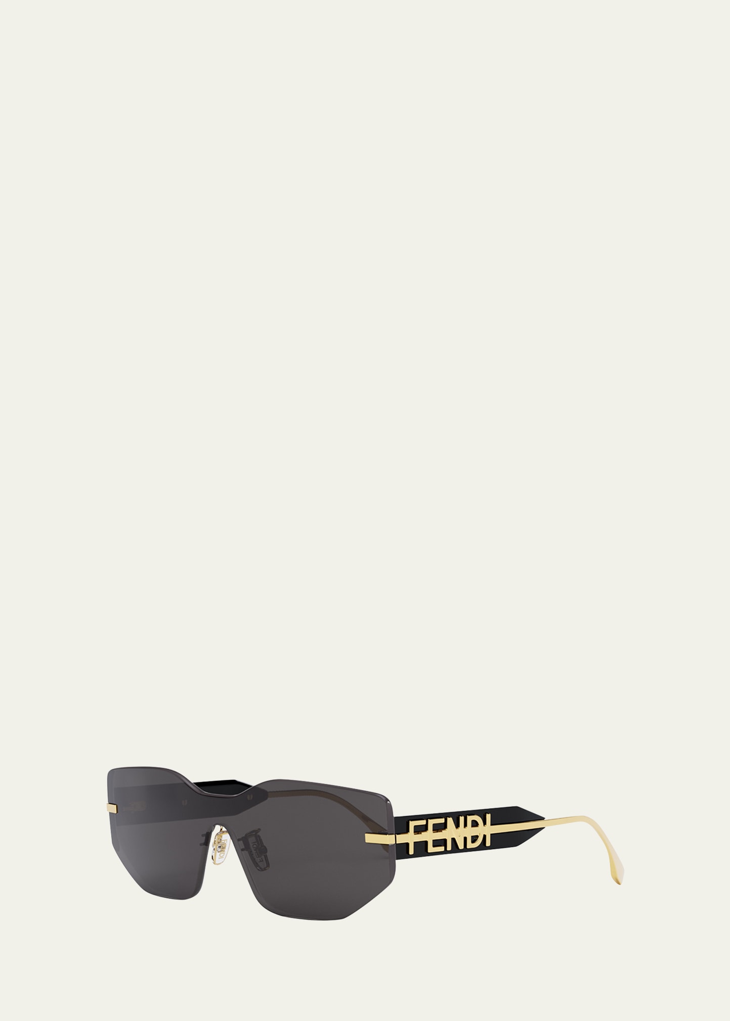 Fendi Oversized Logo Metal Shield Sunglasses