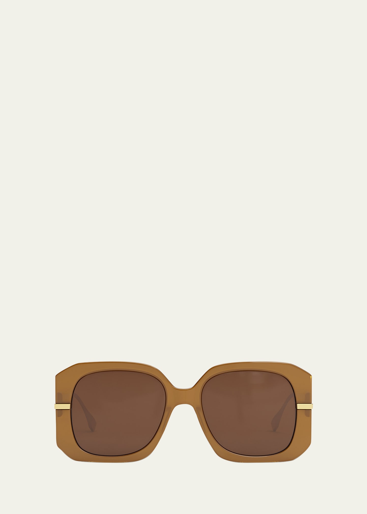 Oversized Logo Square Acetate & Metal Sunglasses