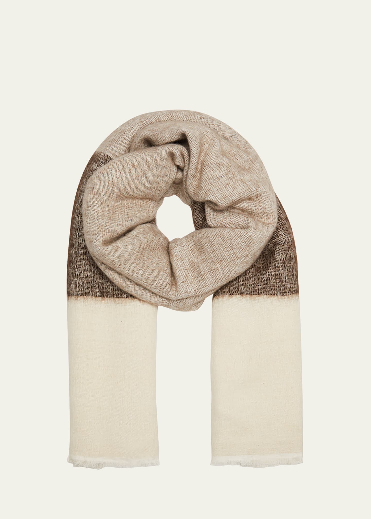 Denis Colomb Hokkaido Color-block Shawl In White/grey/natura