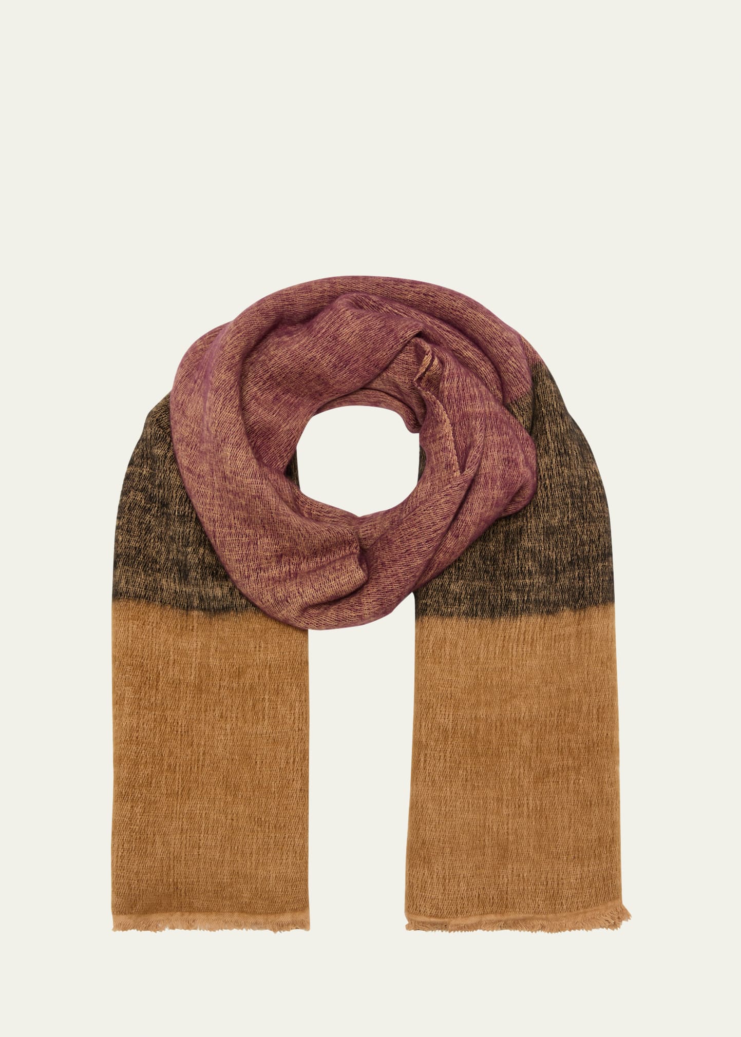 Denis Colomb Hokkaido Color-block Shawl In Camel Black Fig