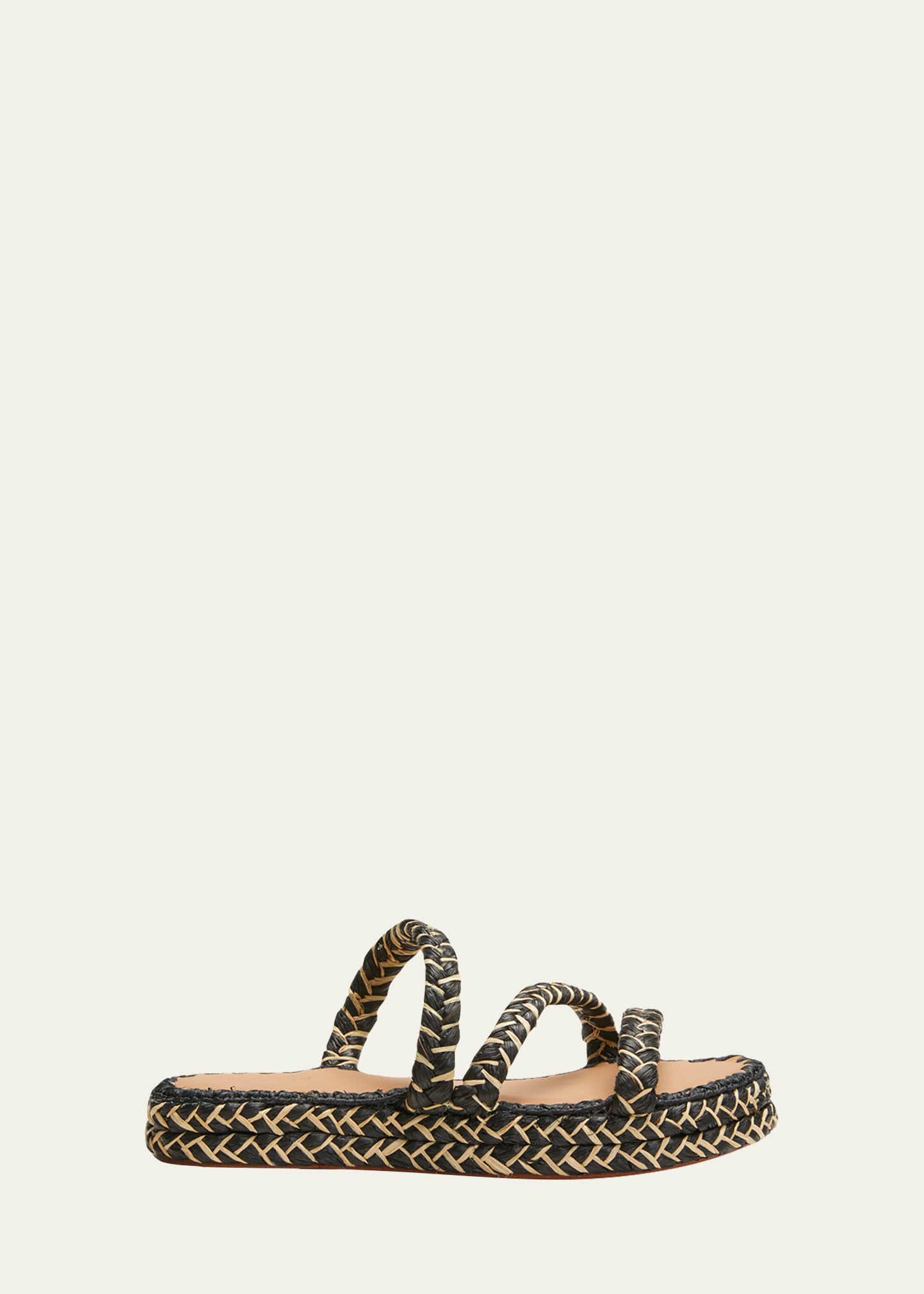 Carrie Forbes Amalfi Raffia Three-Band Flatform Sandals