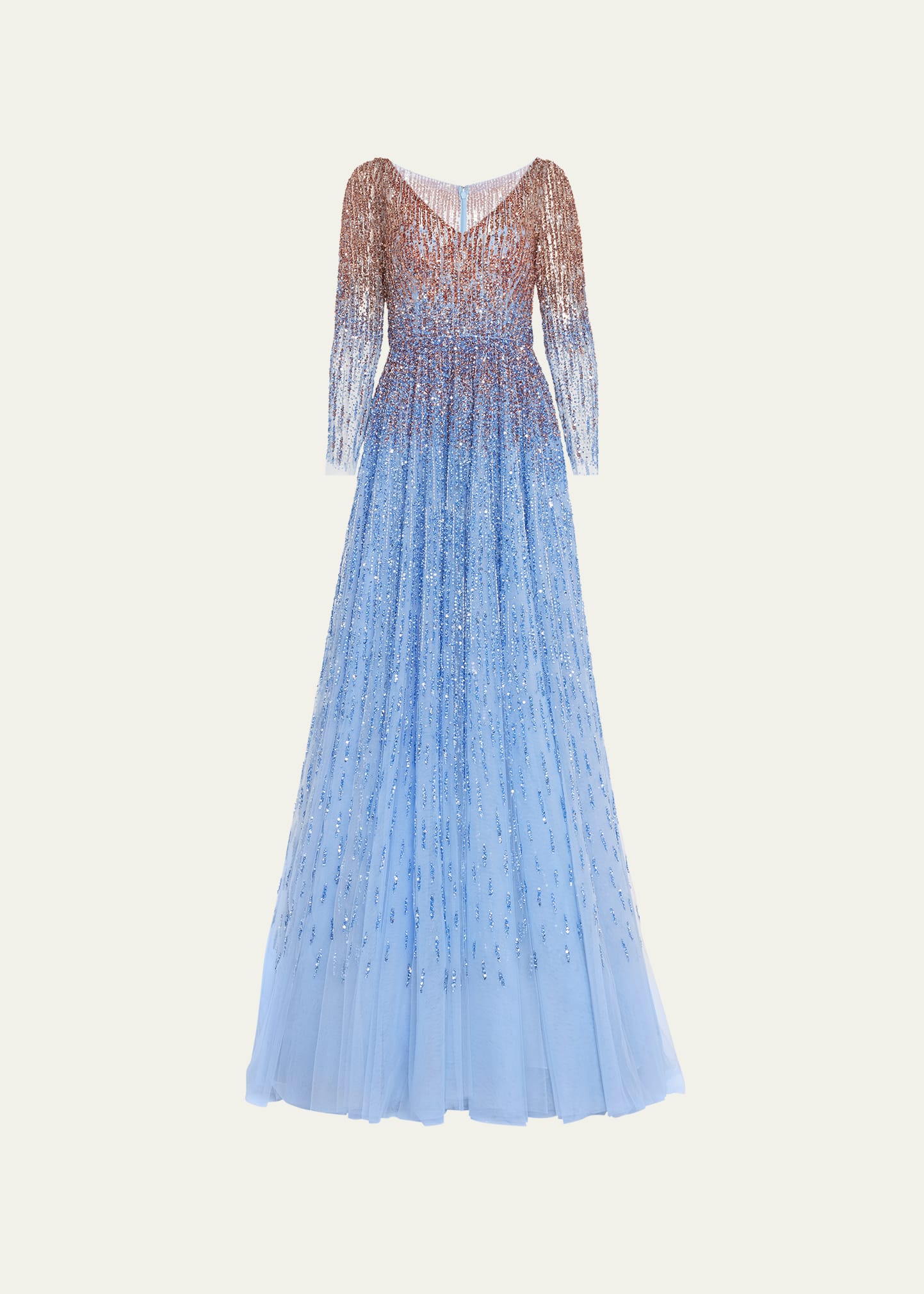 Ombre Embroidered Evening Gown