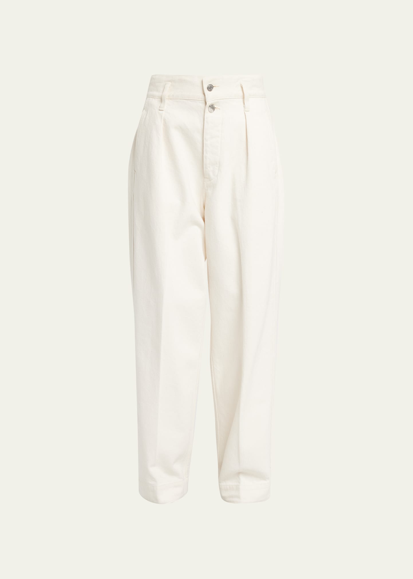 Tanaka The Wide Jean Pleated Wide Baggy Jeans In Rinsed Raw White