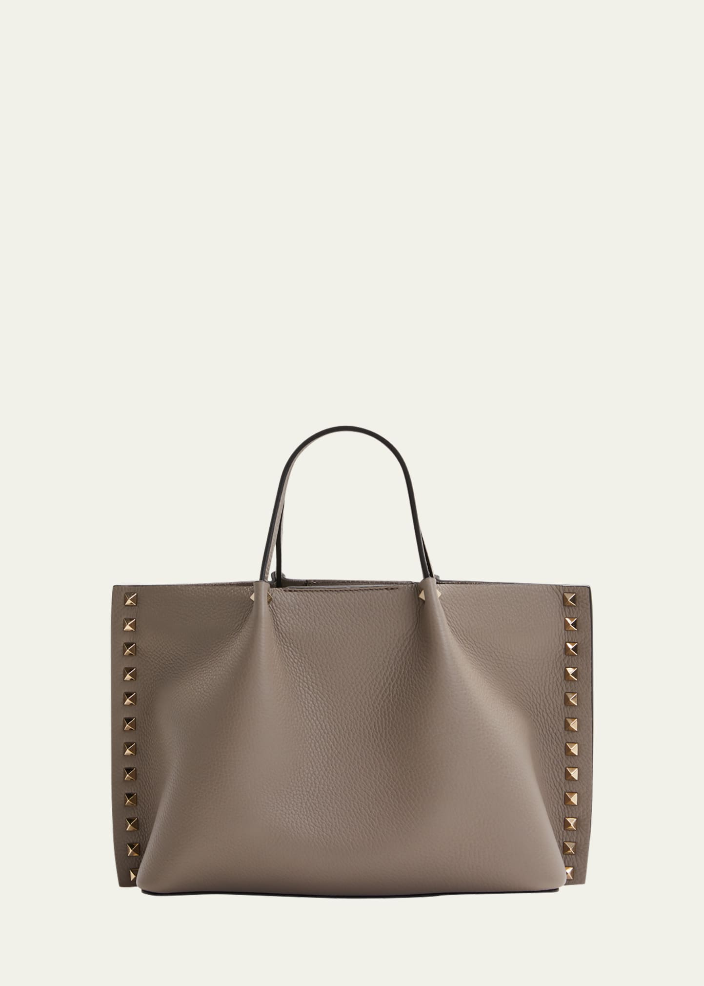 Valentino Garavani Rockstud Small East-west Leather Tote Bag In Nb9 Moon Taupe