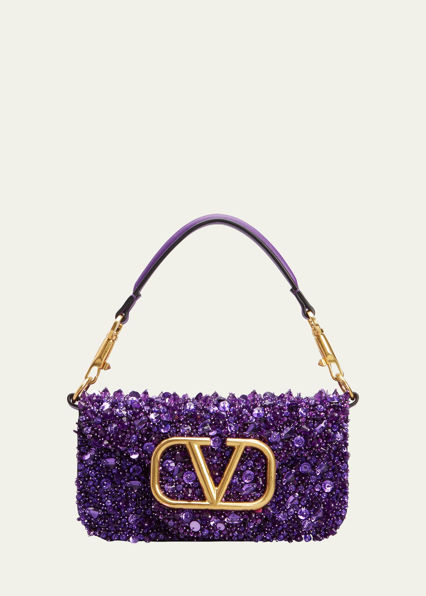 Loco Medium Leather Shoulder Bag in Purple - Valentino Garavani