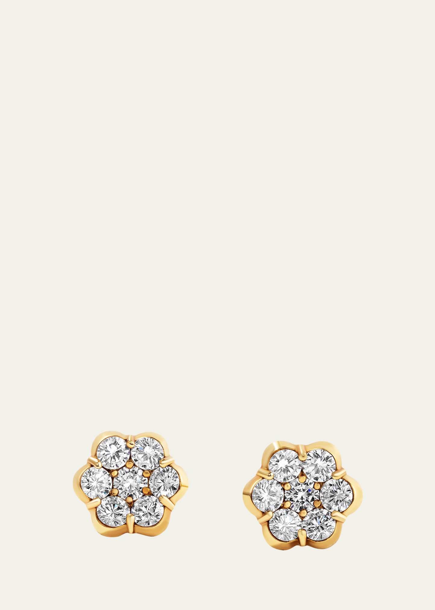 Bayco 18k Gold and Diamond Flower Stud Earrings, Medium