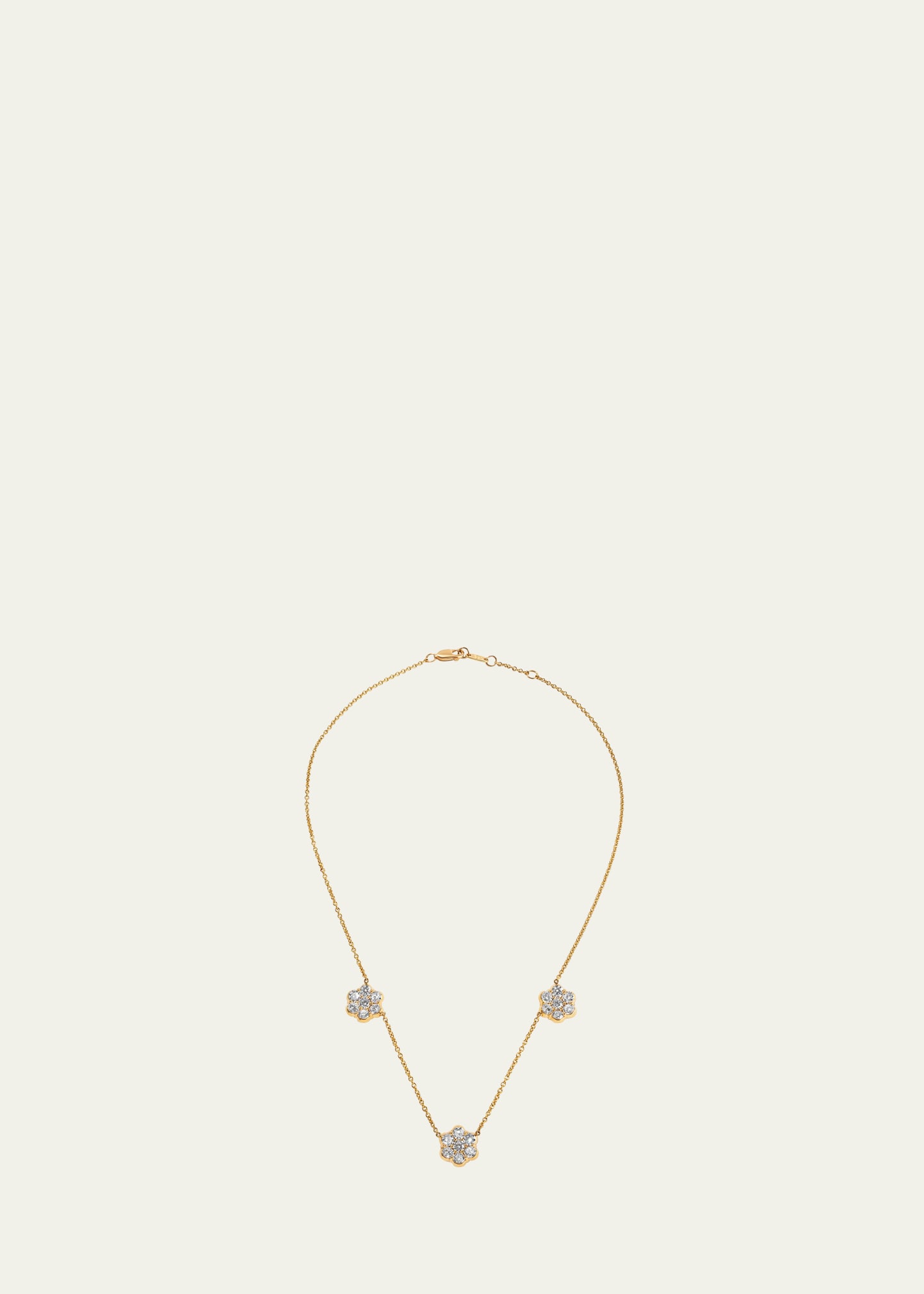 Bayco 18K Gold and Diamond Flower Station Necklace, Medium
