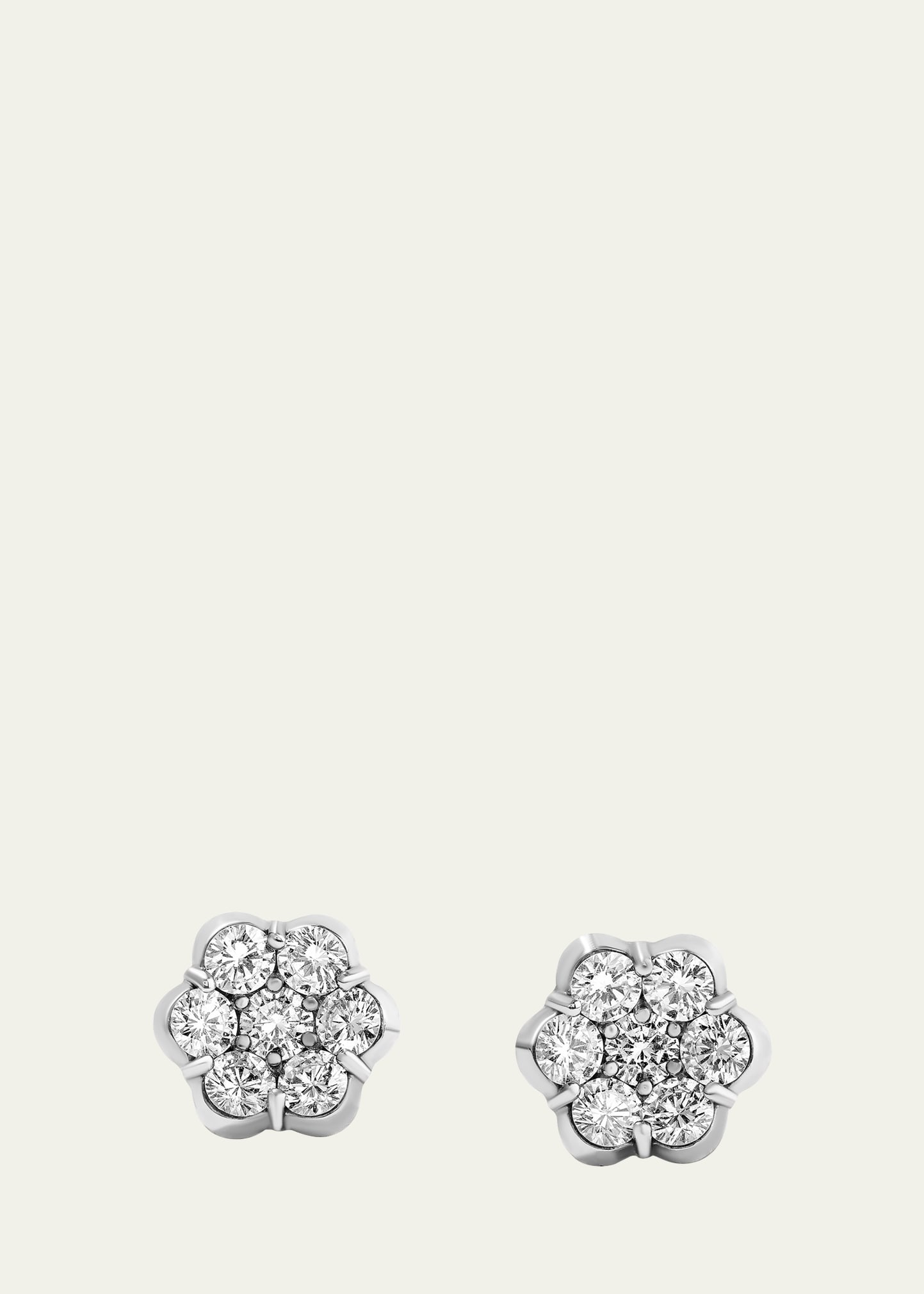 Bayco Platinum and Diamond Flower Stud Earrings, Medium