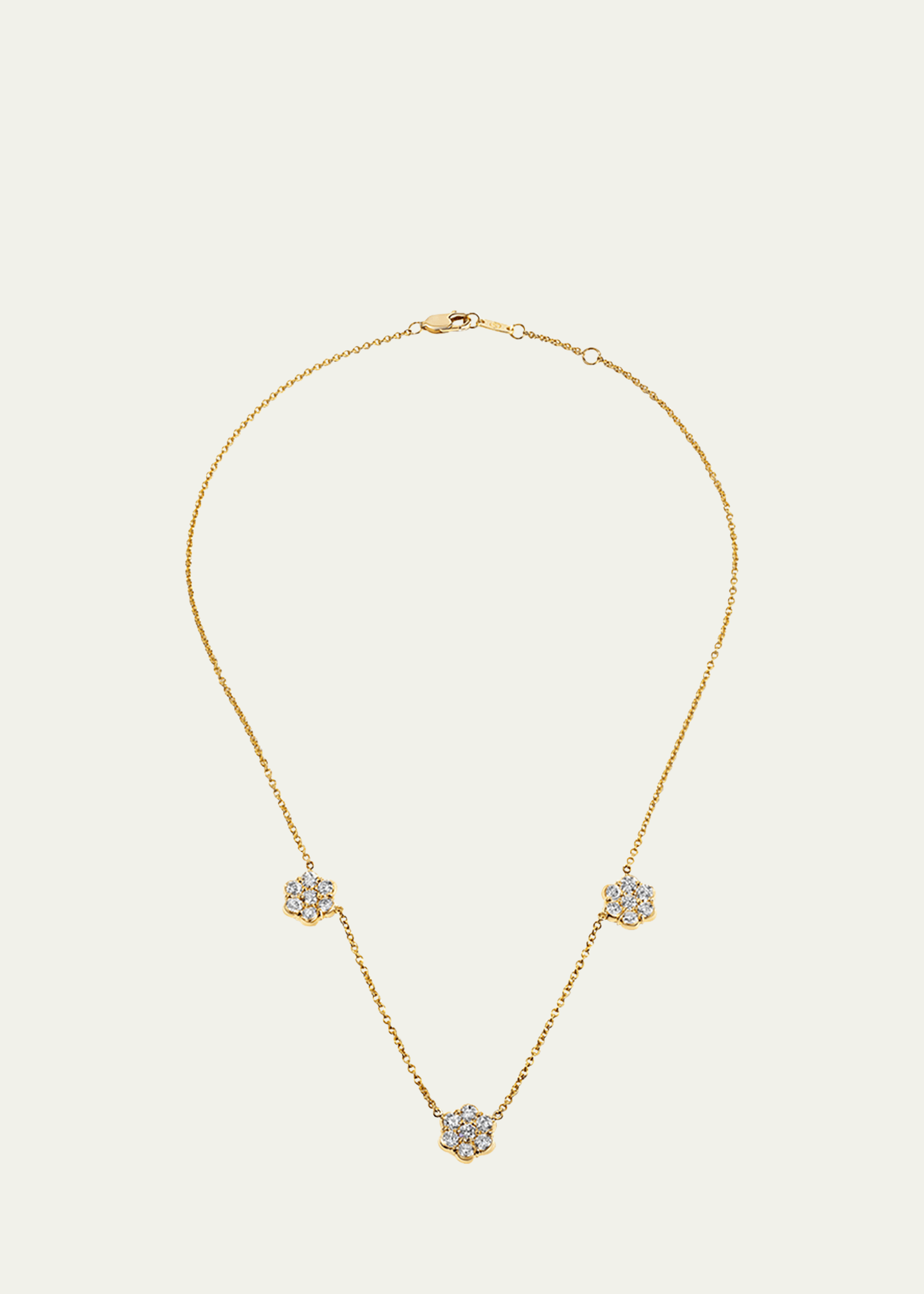 Bayco 18K Gold and Diamond Flower Station Necklace, Small