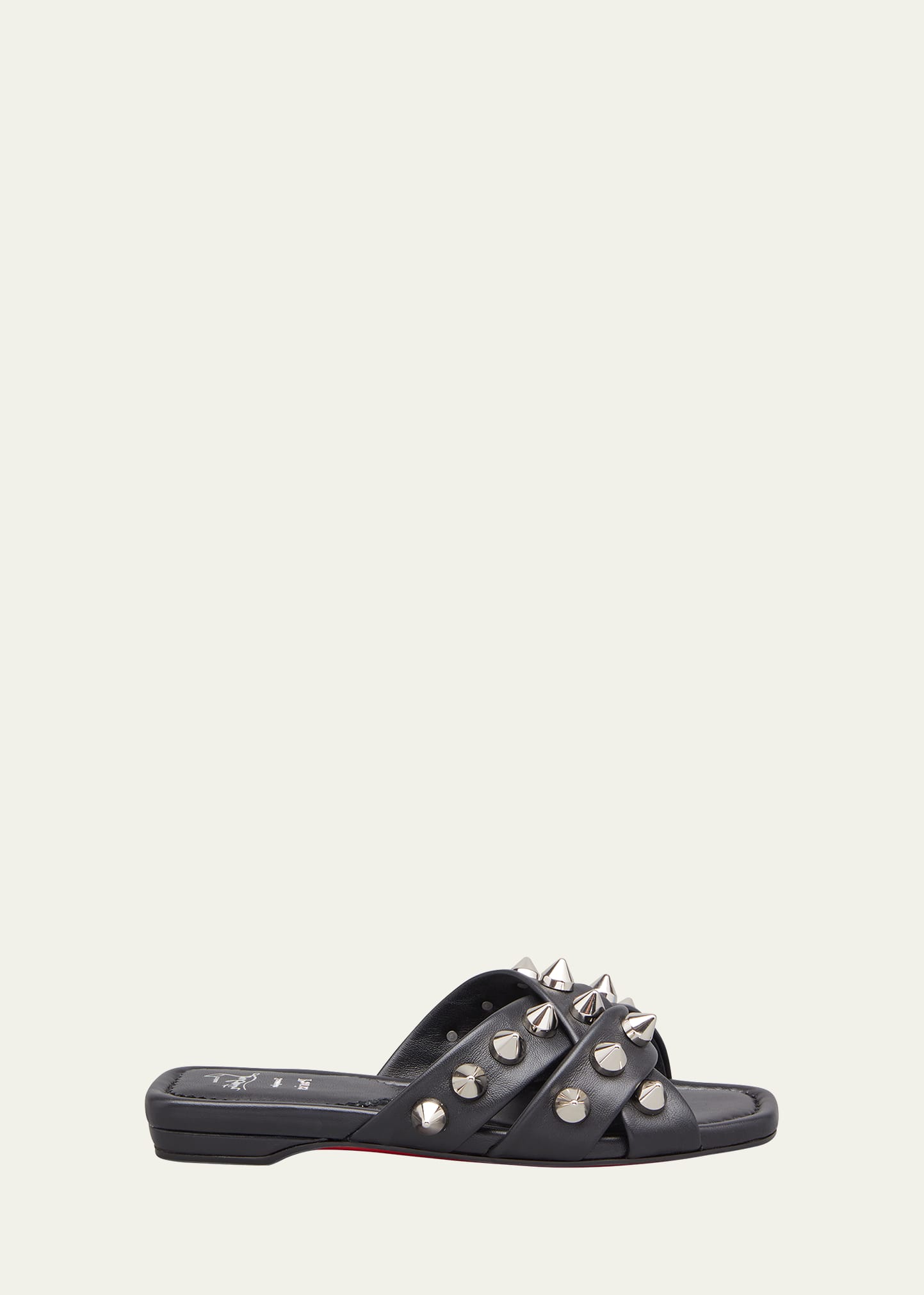 Christian Louboutin Miss Spika Flat Leather Sandals In Black