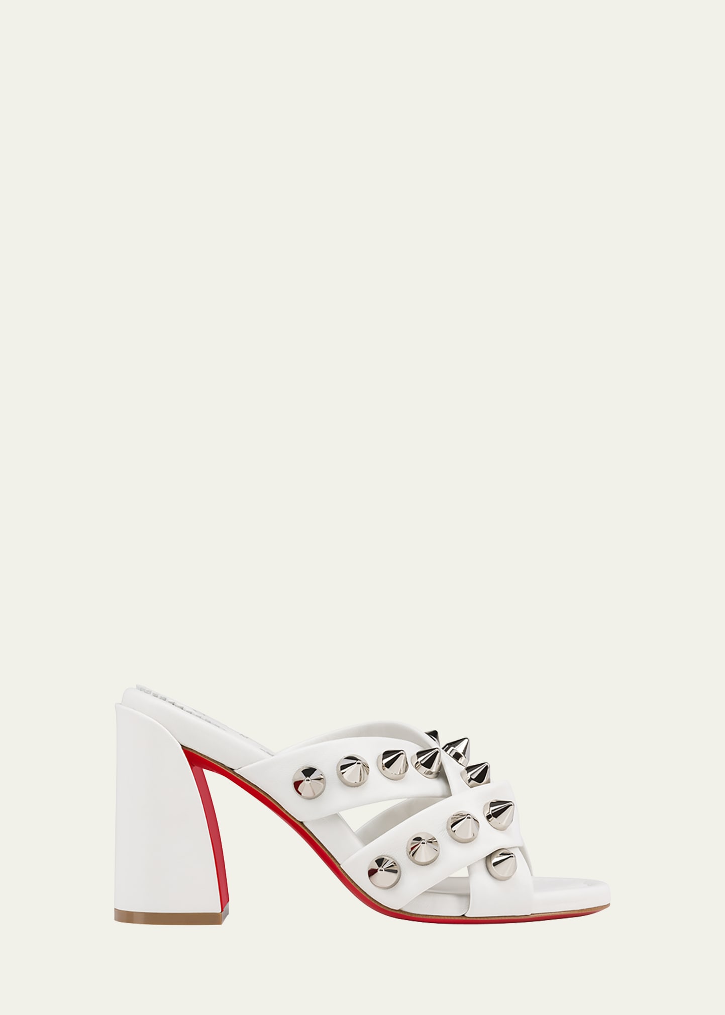 Christian Louboutin Spika Club Block Heel Sandal In W302 Biancolin Bi
