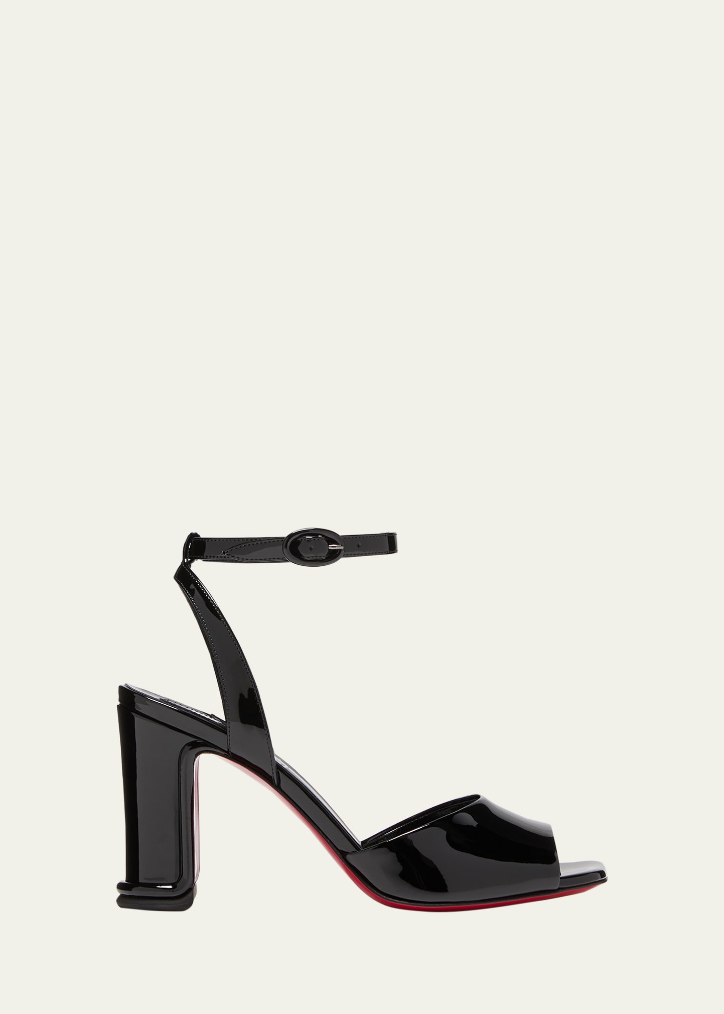 Amalili Patent Red Sole Ankle-Strap Sandals