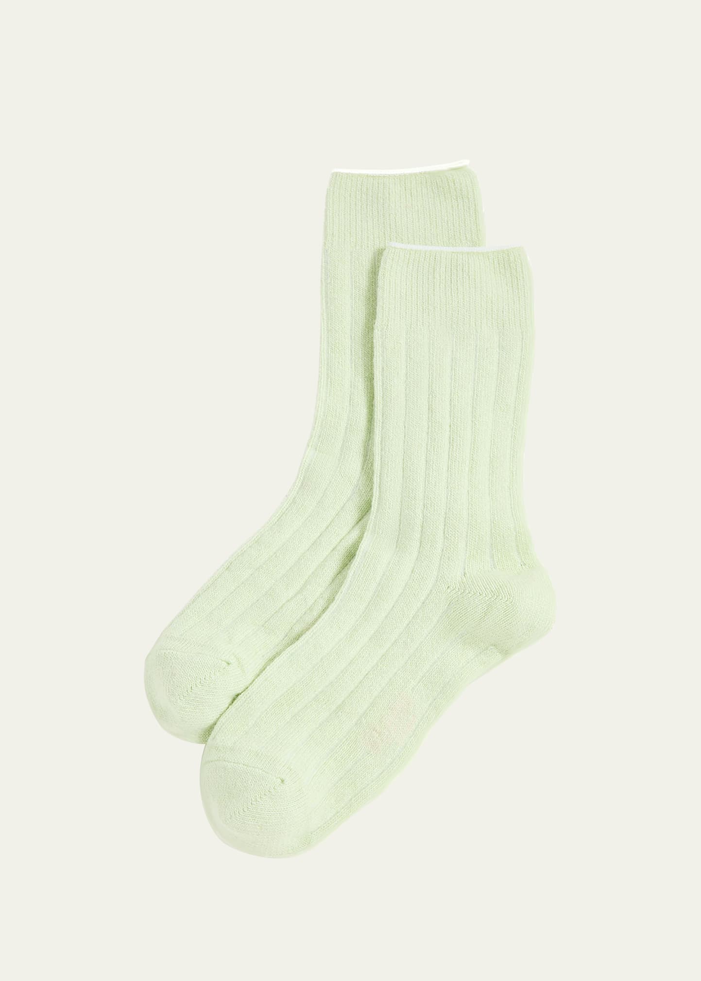 Shop Stems Ribbed Lux Cashmere Socks In Green